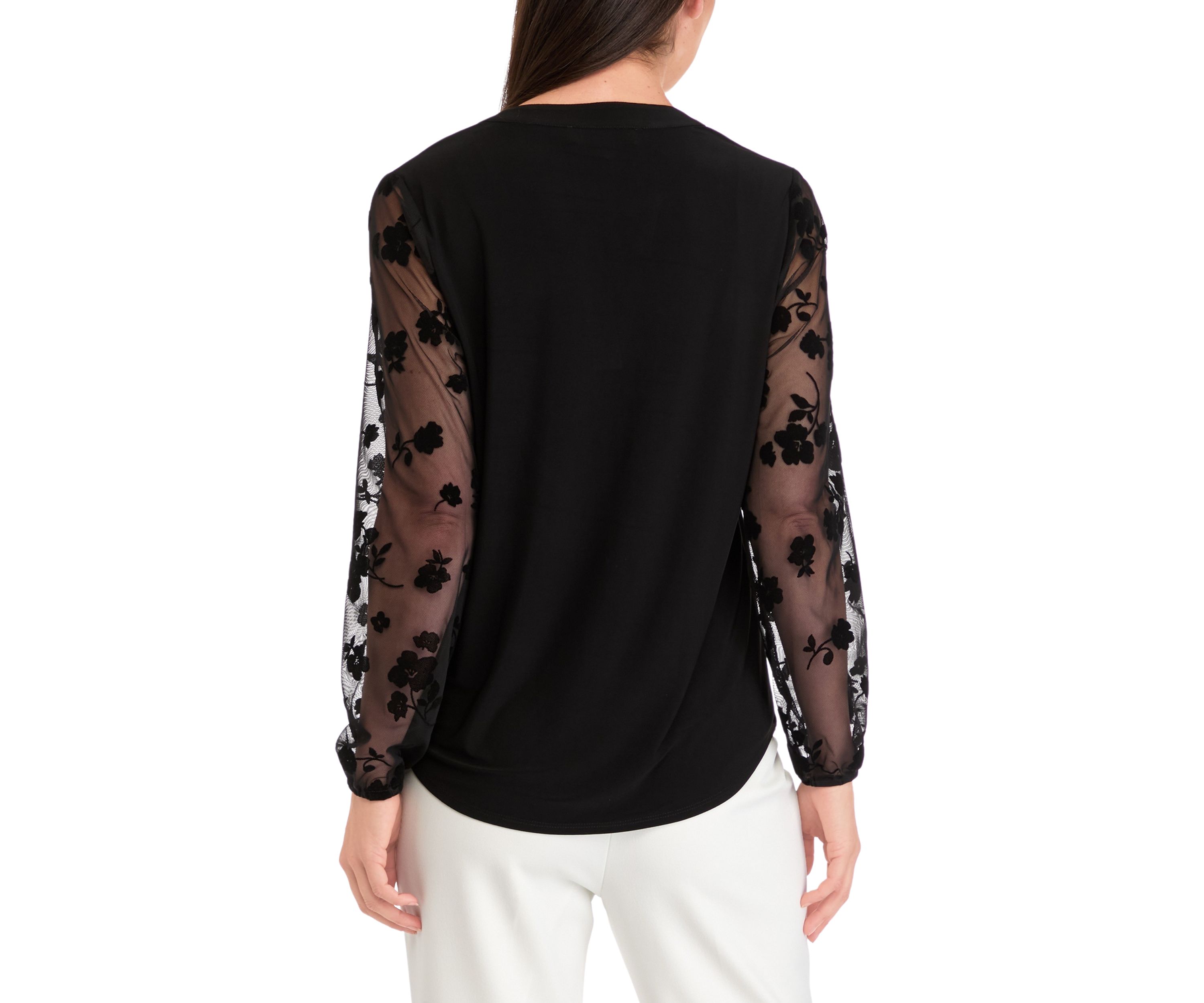 Womens Long Sleeve Split Neck Top