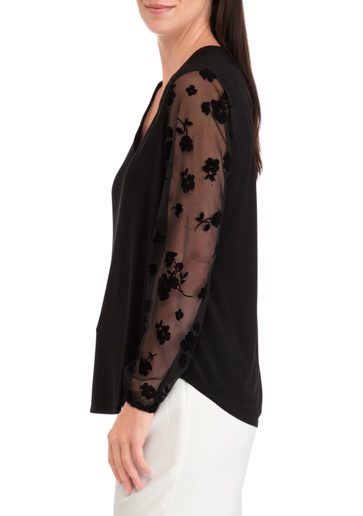 Womens Long Sleeve Split Neck Top