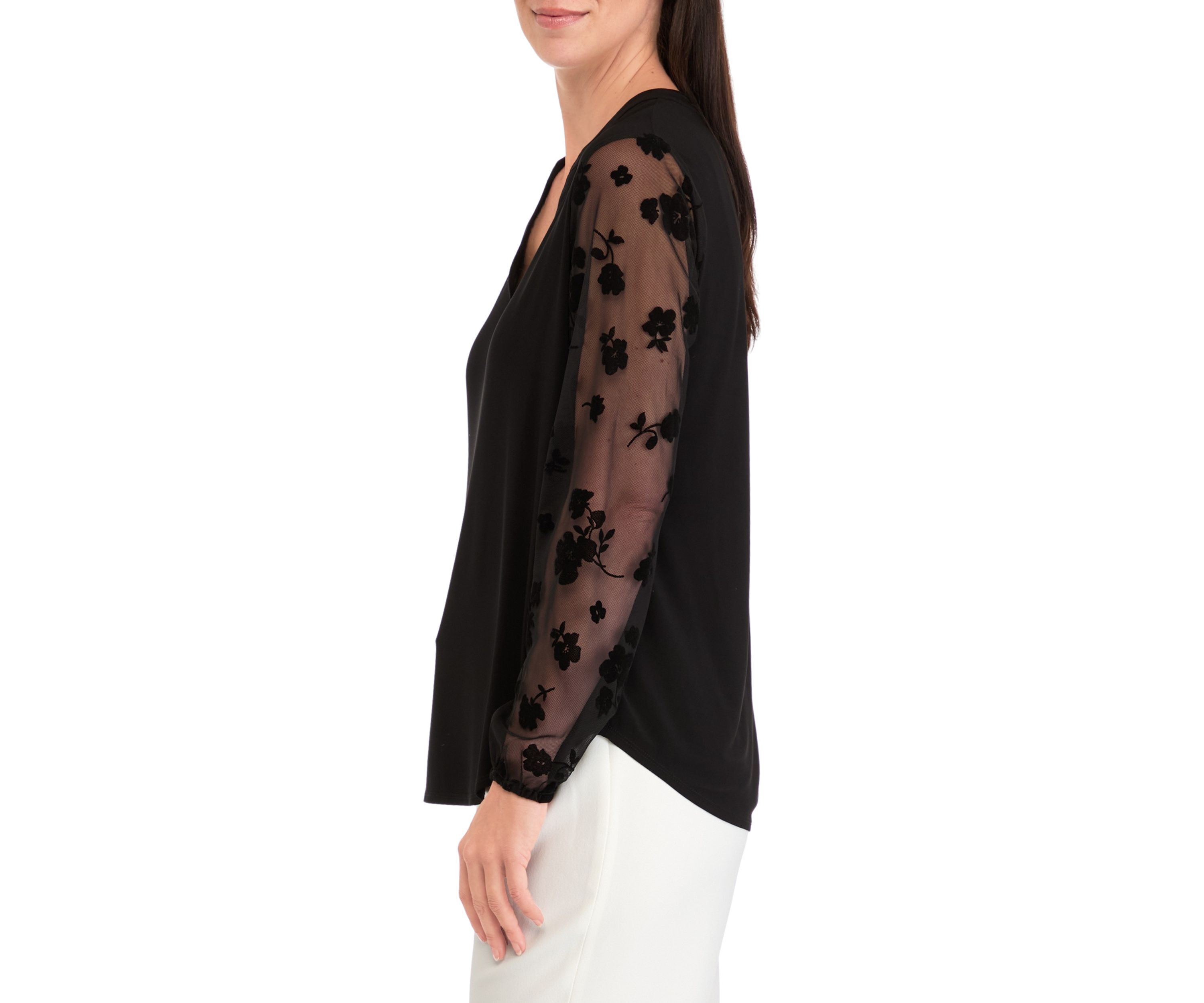 Womens Long Sleeve Split Neck Top