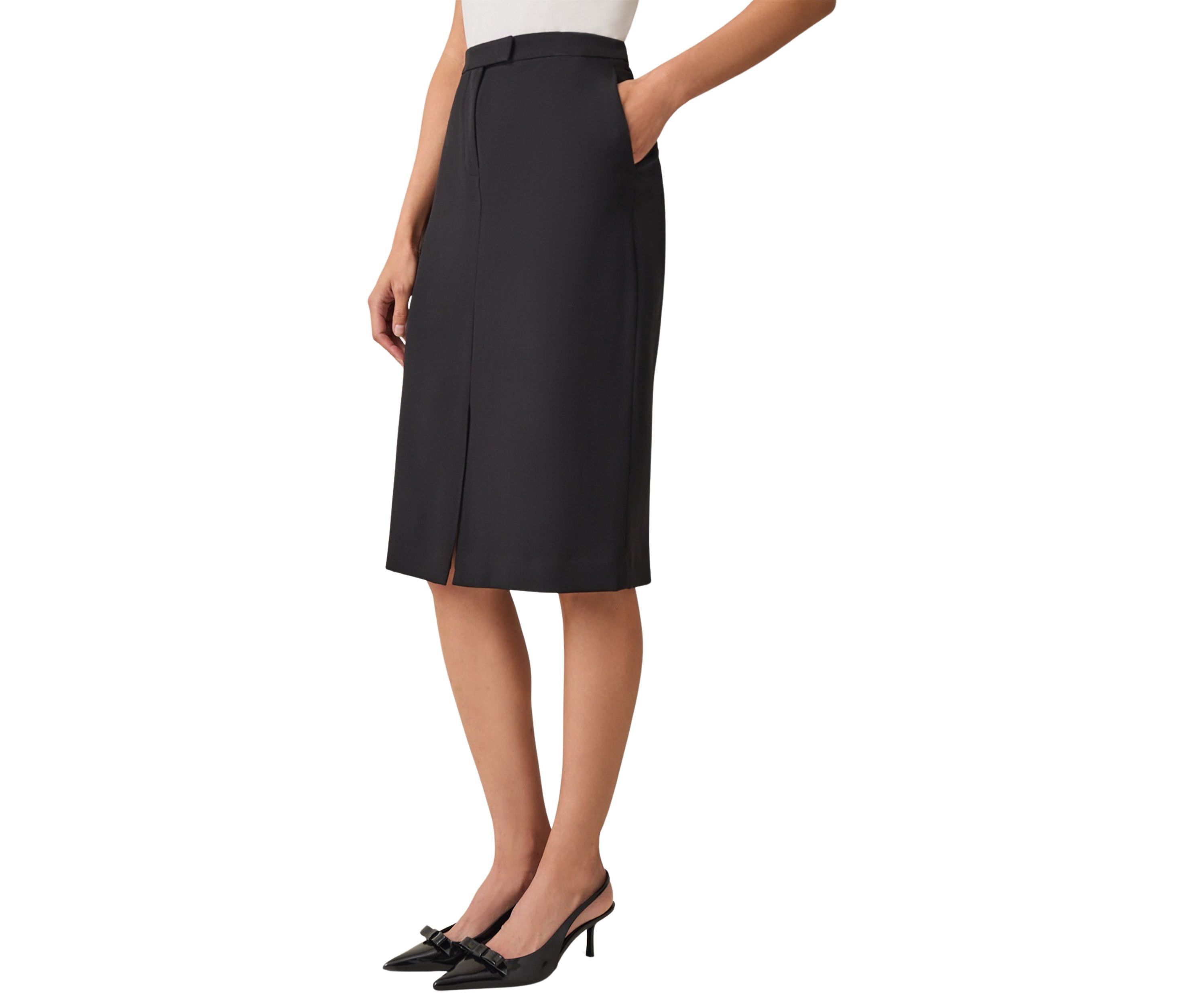 Womens Fly Front Extended Tab Skimmer Skirt