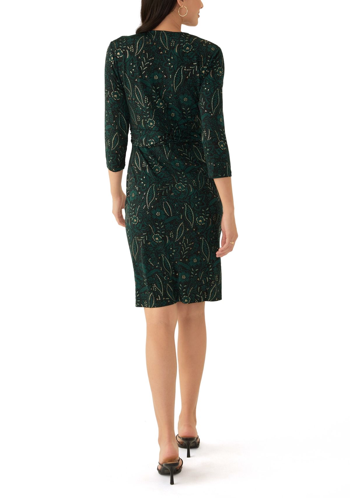 Womens 3/4 Sleeve Wrap Dress