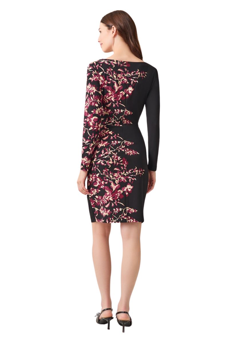 Womens Long Sleeve Side Pleat Dress