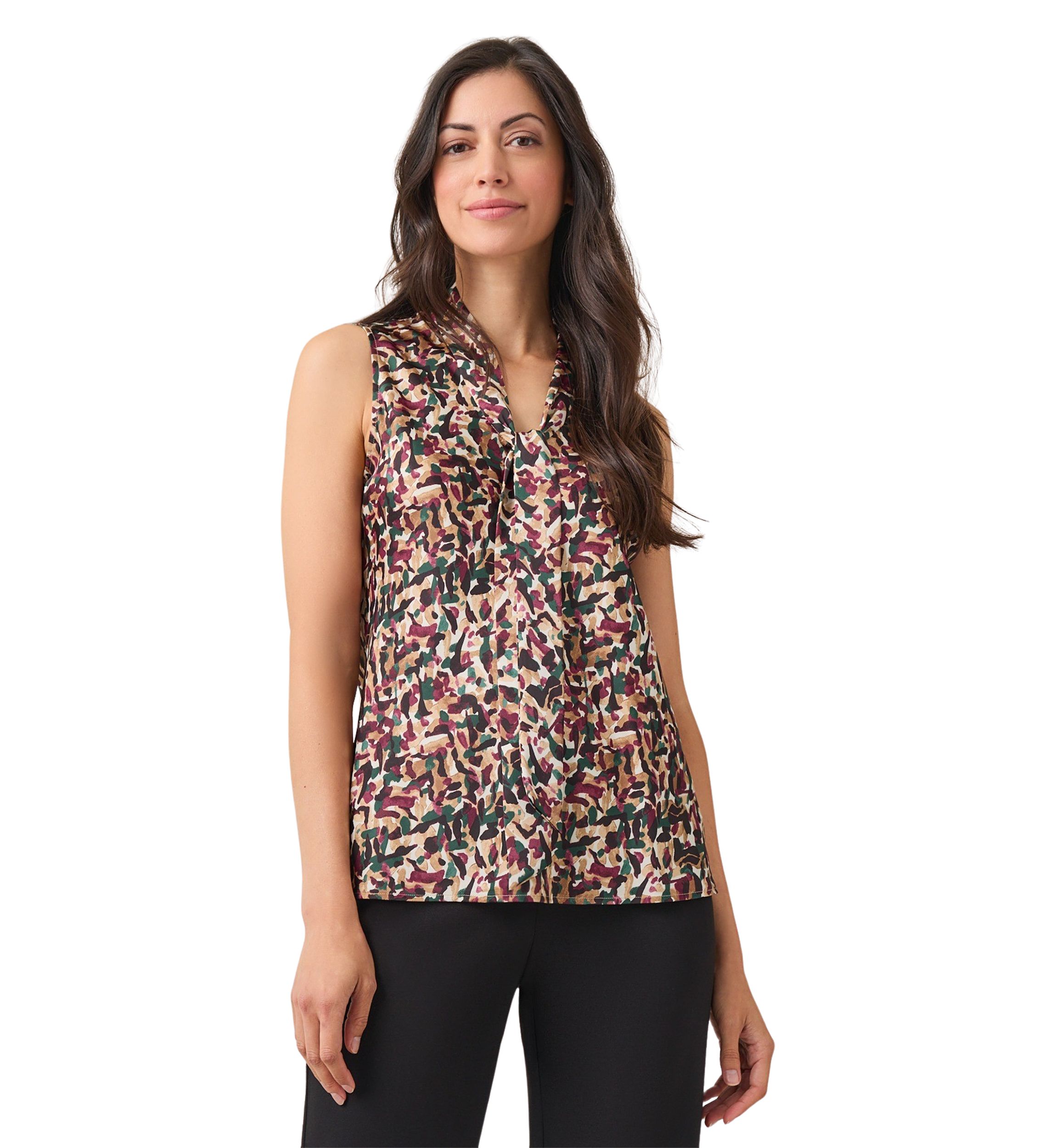 Petite Sleeveless Tie Front Top 