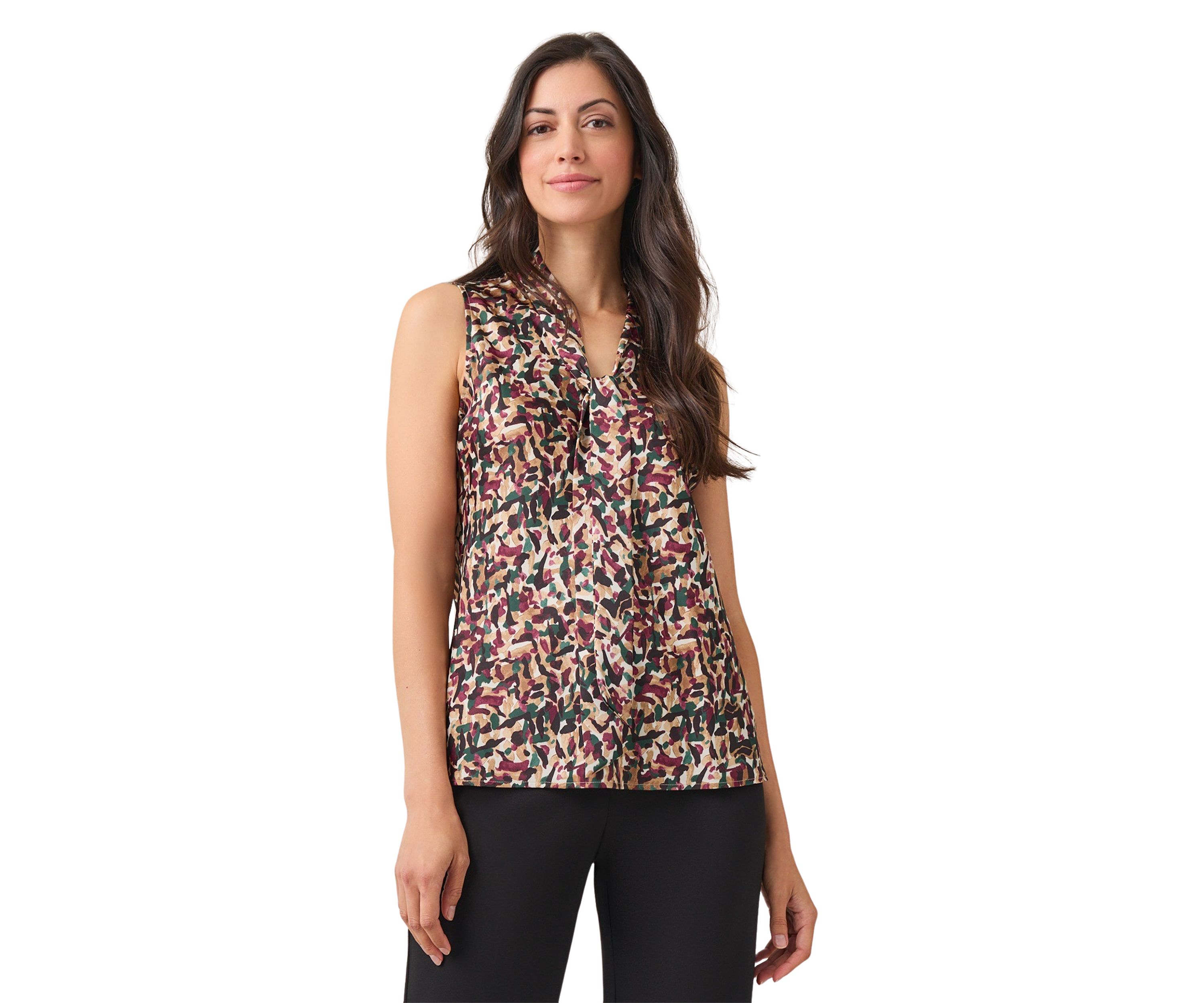 Petite Sleeveless Tie Front Top 