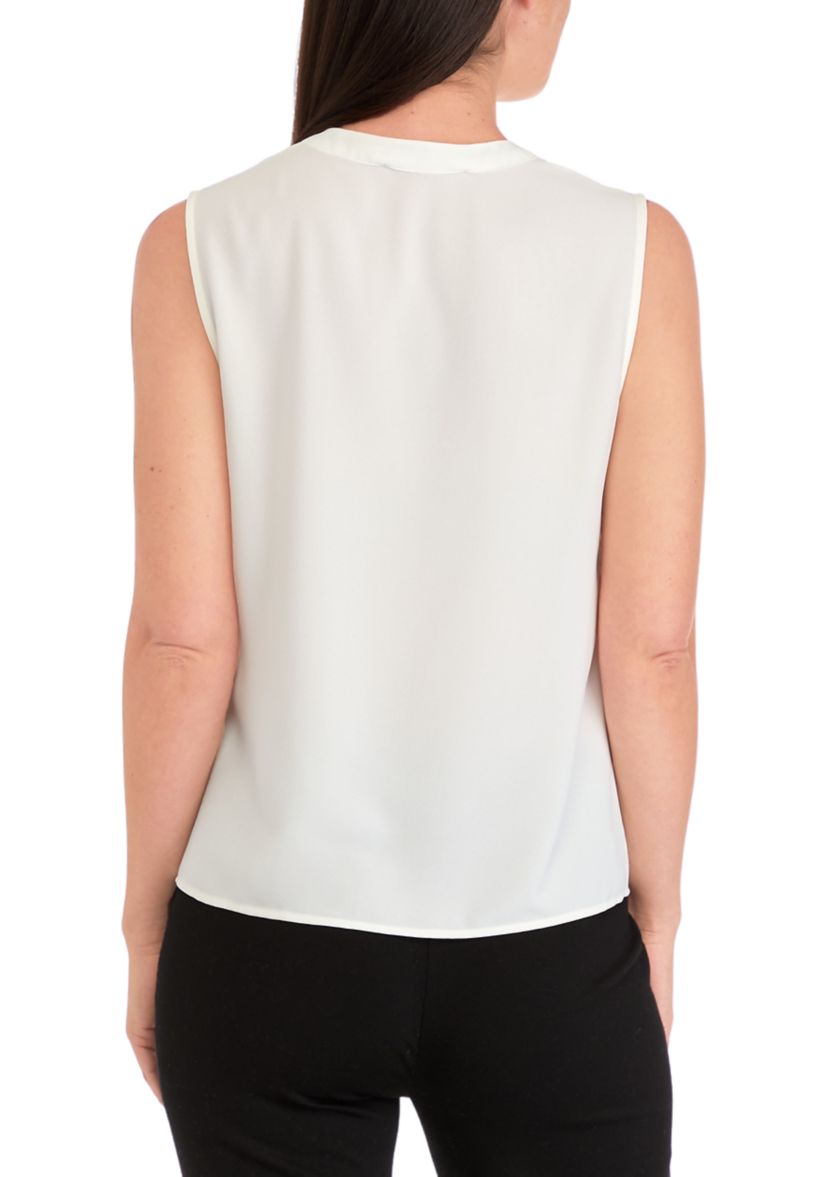 Womens Sleeveless Ruffle Neck Blouse