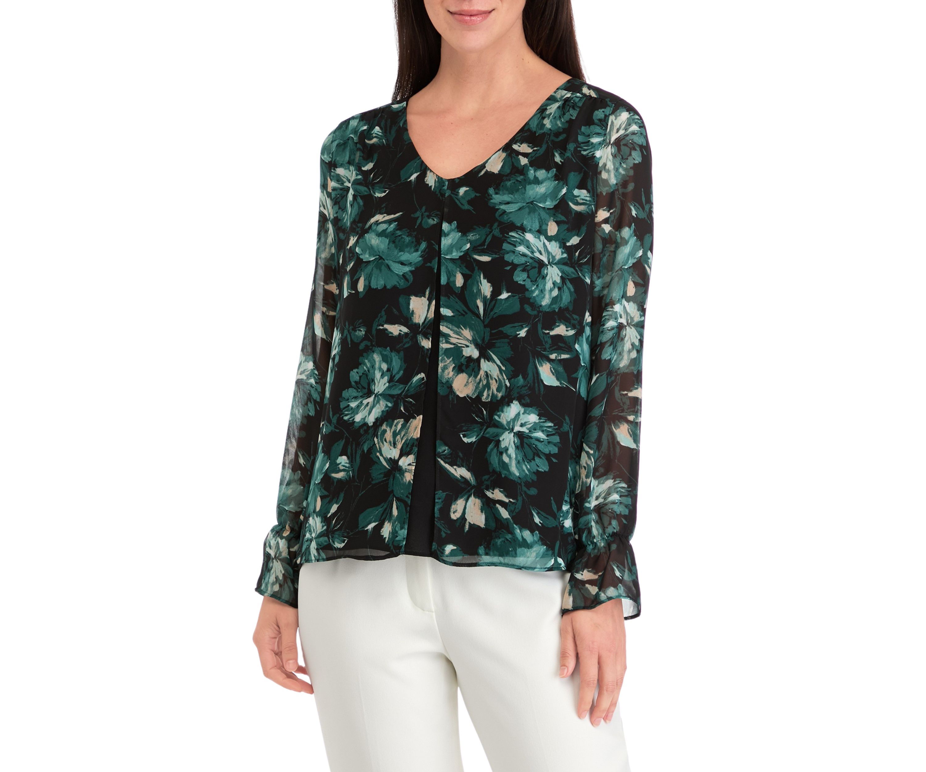 Womens Double Layer Printed Blouse