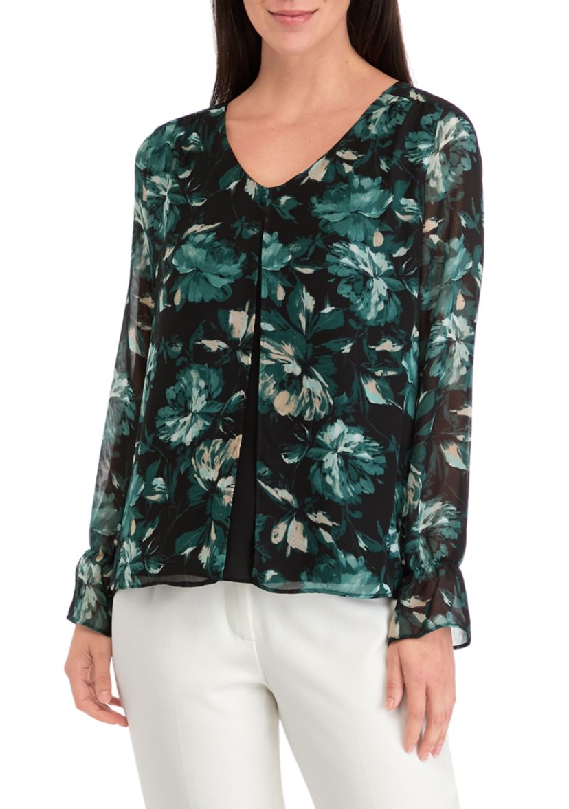 Womens Double Layer Printed Blouse