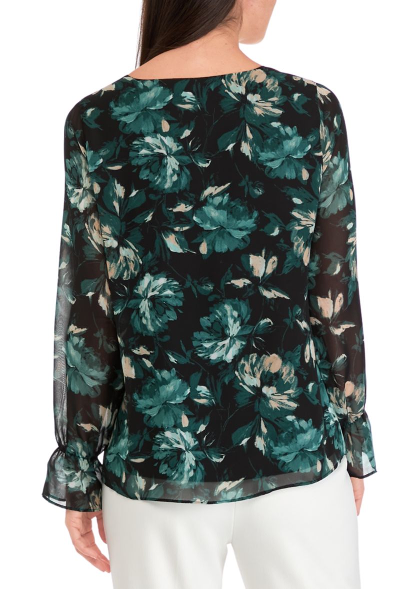 Womens Double Layer Printed Blouse