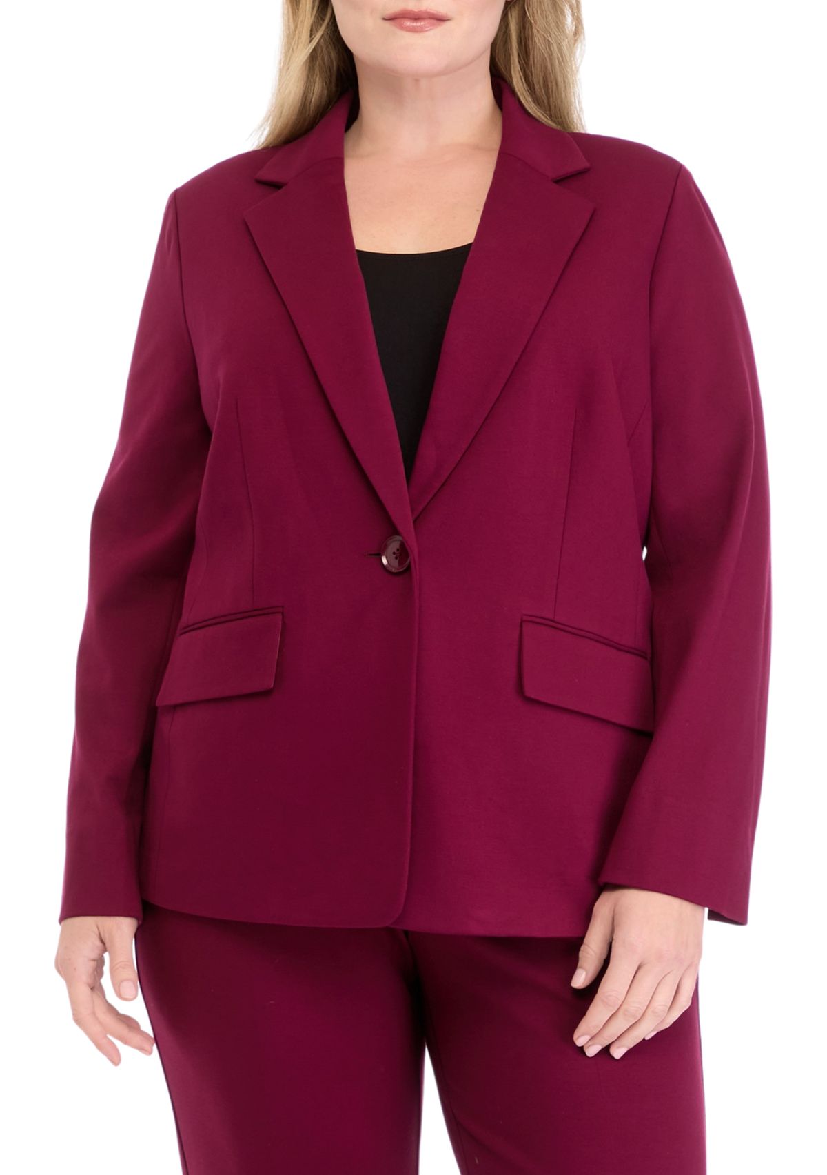 Plus Size One Button Notch Collar Jacket