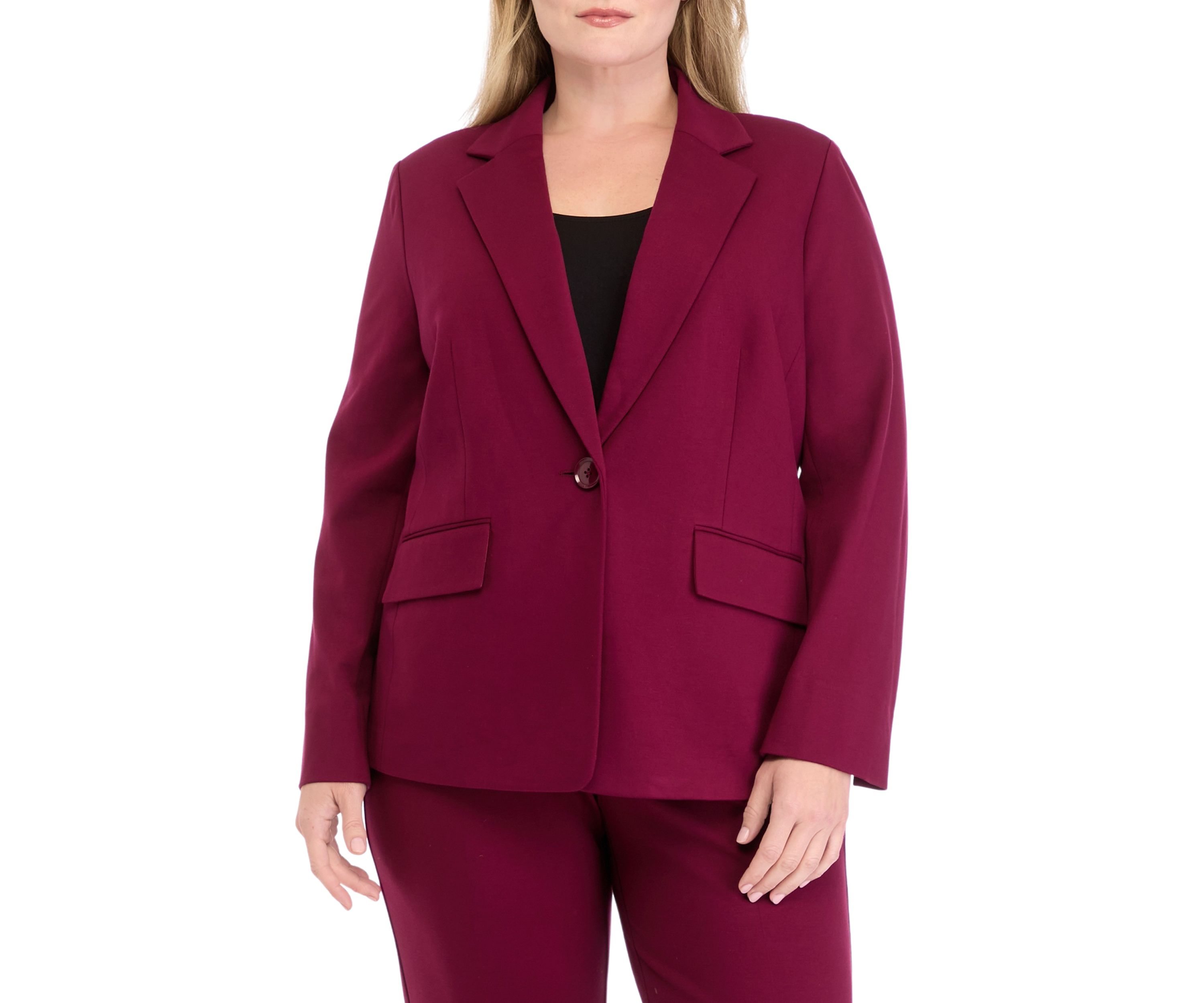 Plus Size One Button Notch Collar Jacket