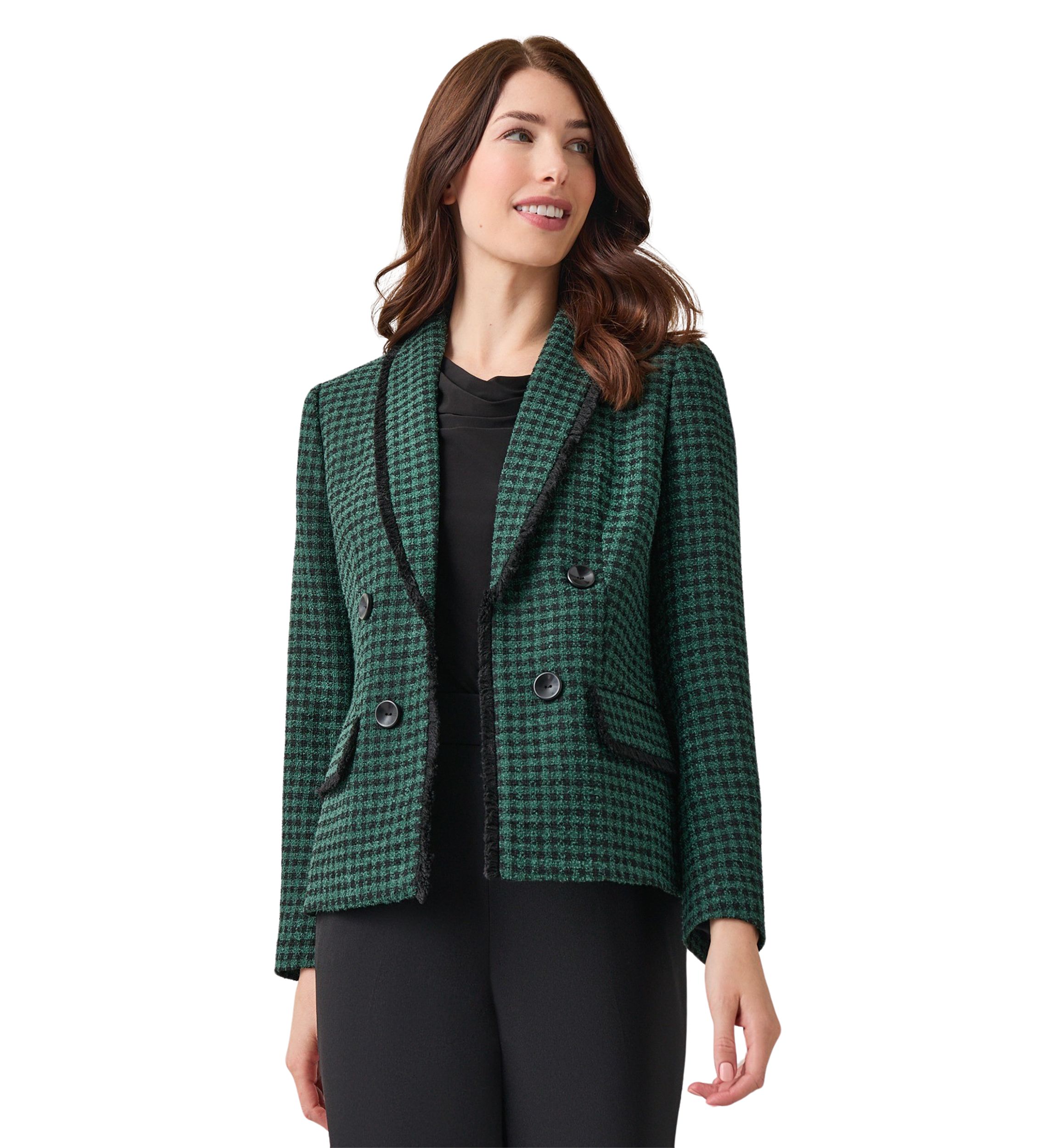 Womens Shawl Collar Faux Double Breasted Jacket 