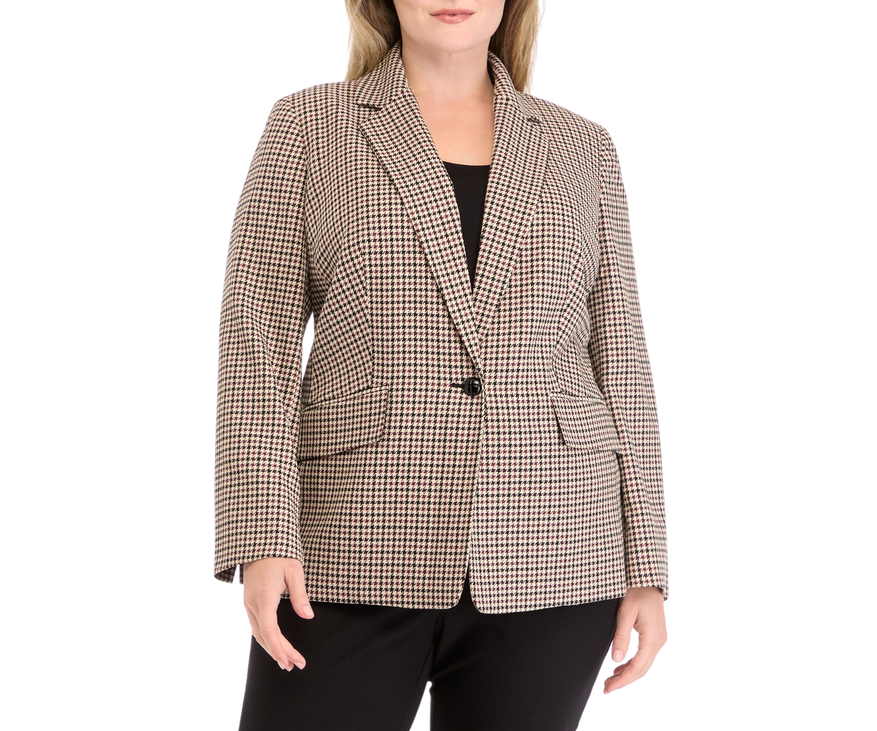 Plus Size One Button Notch Collar Jacket