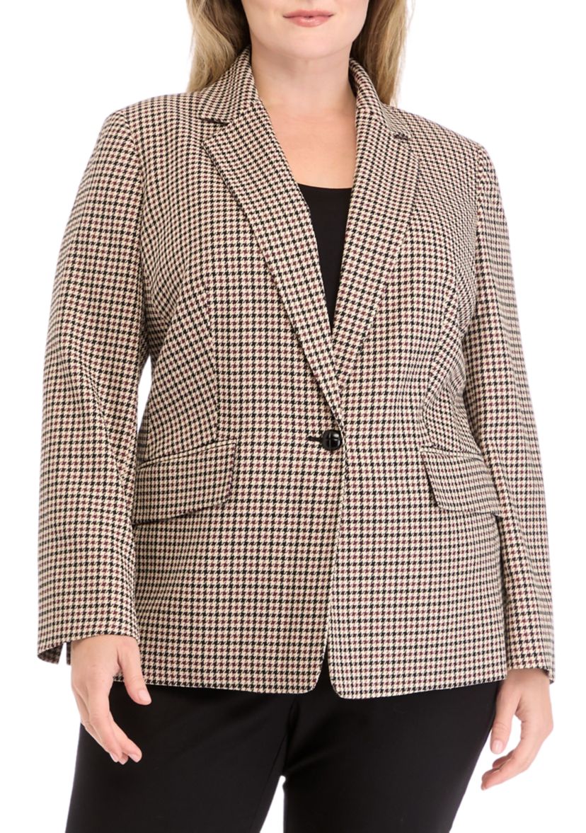 Plus Size One Button Notch Collar Jacket