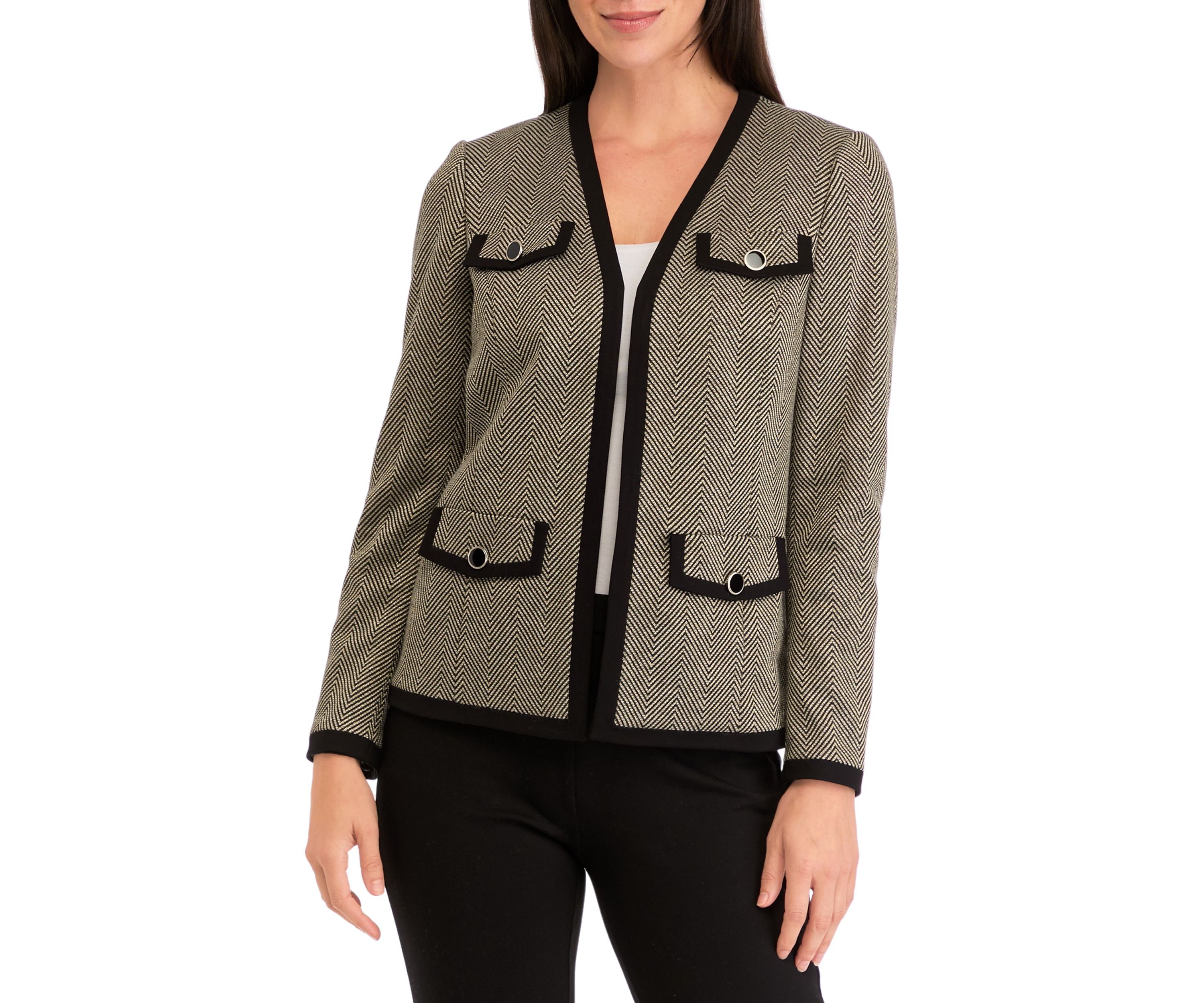 Womens Collarless Open Jacket