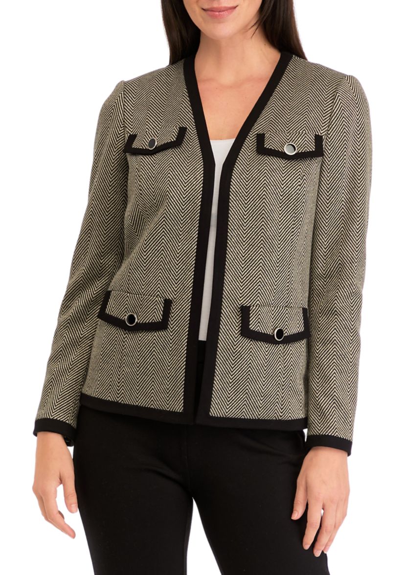 Womens Collarless Open Jacket