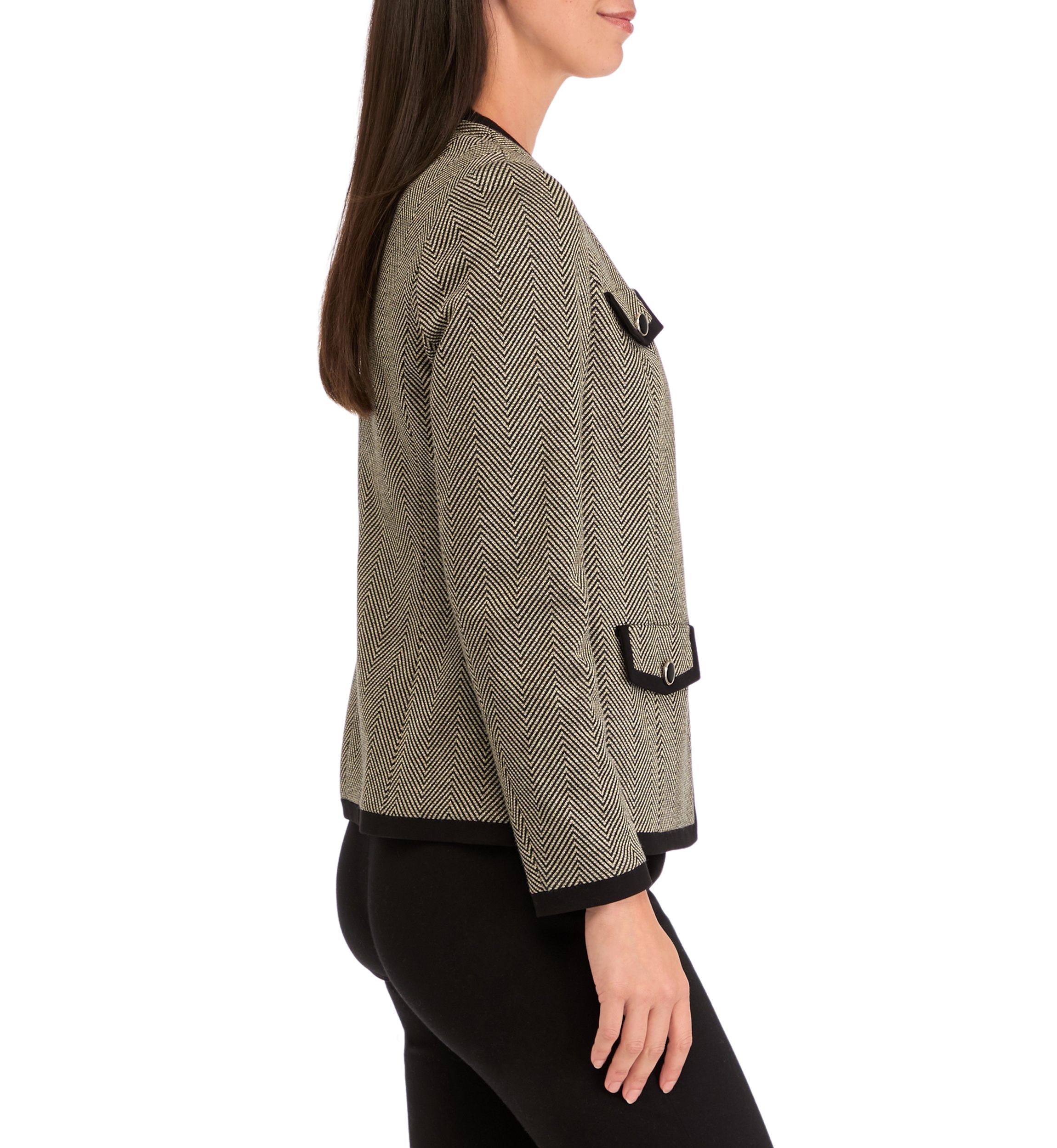 Womens Collarless Open Jacket