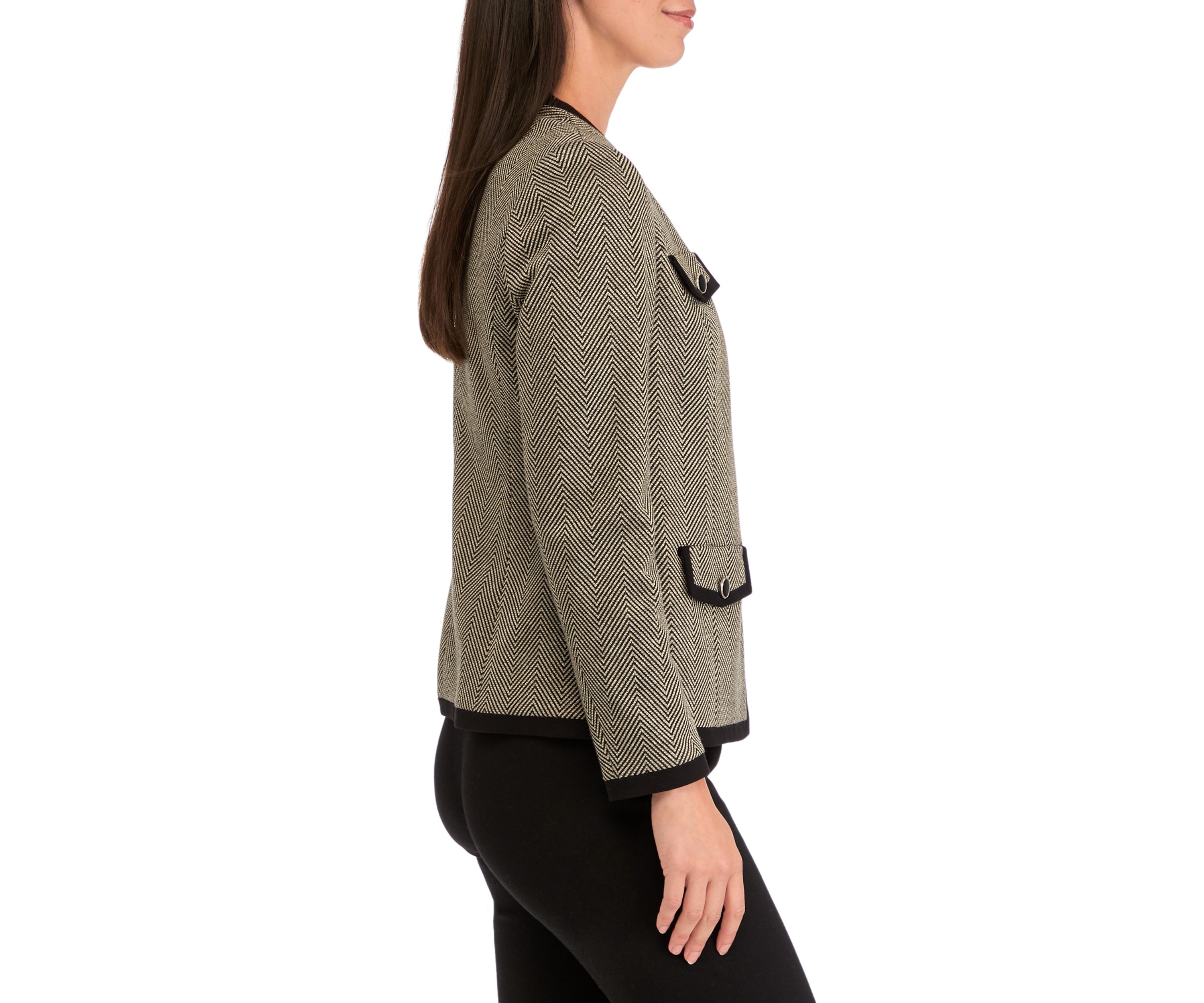 Womens Collarless Open Jacket