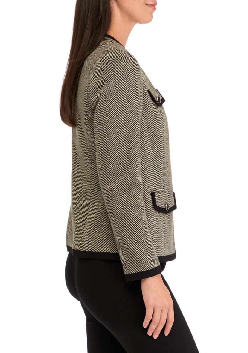 Womens Collarless Open Jacket