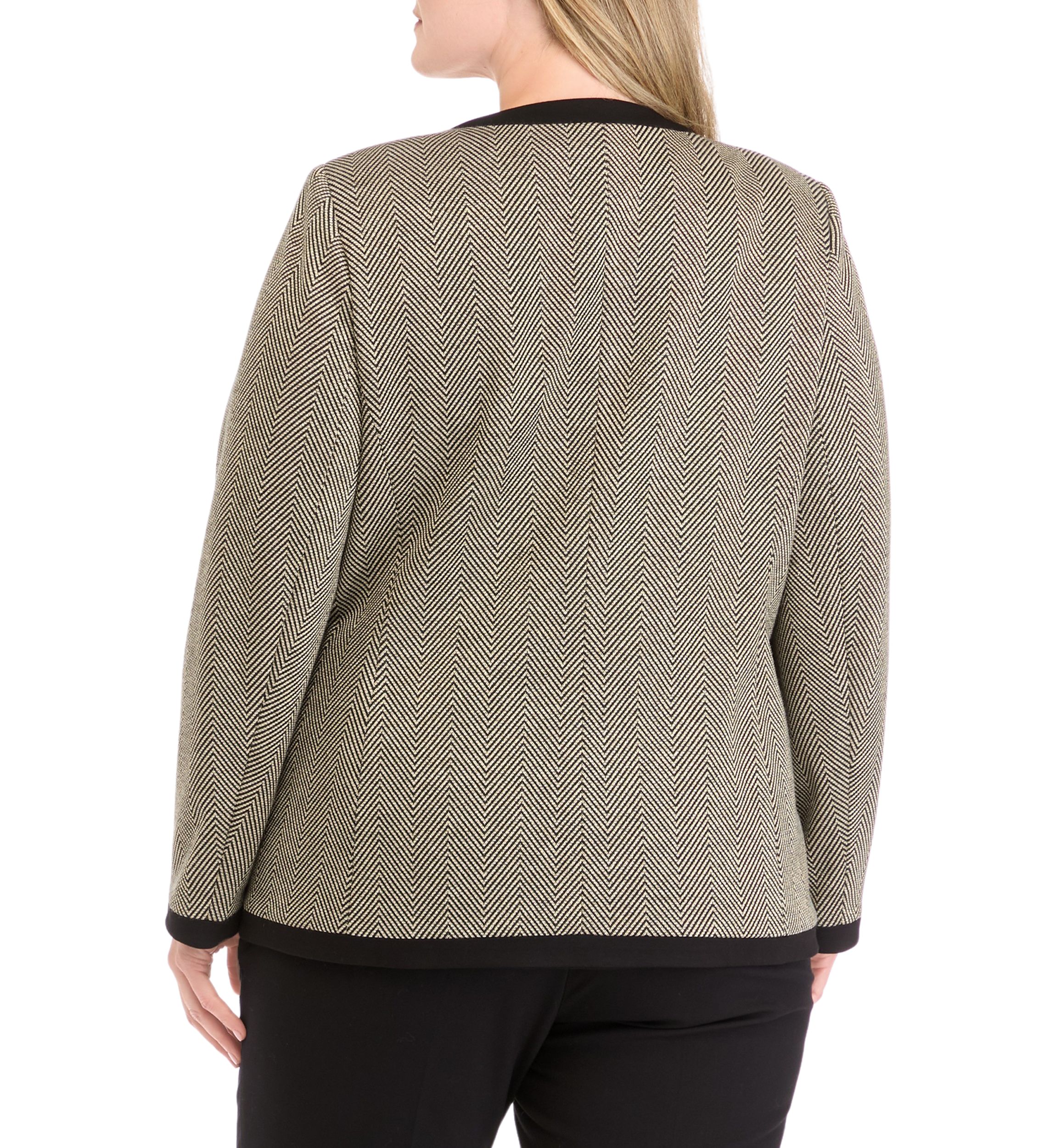 Plus Size Collarless Open Jacket