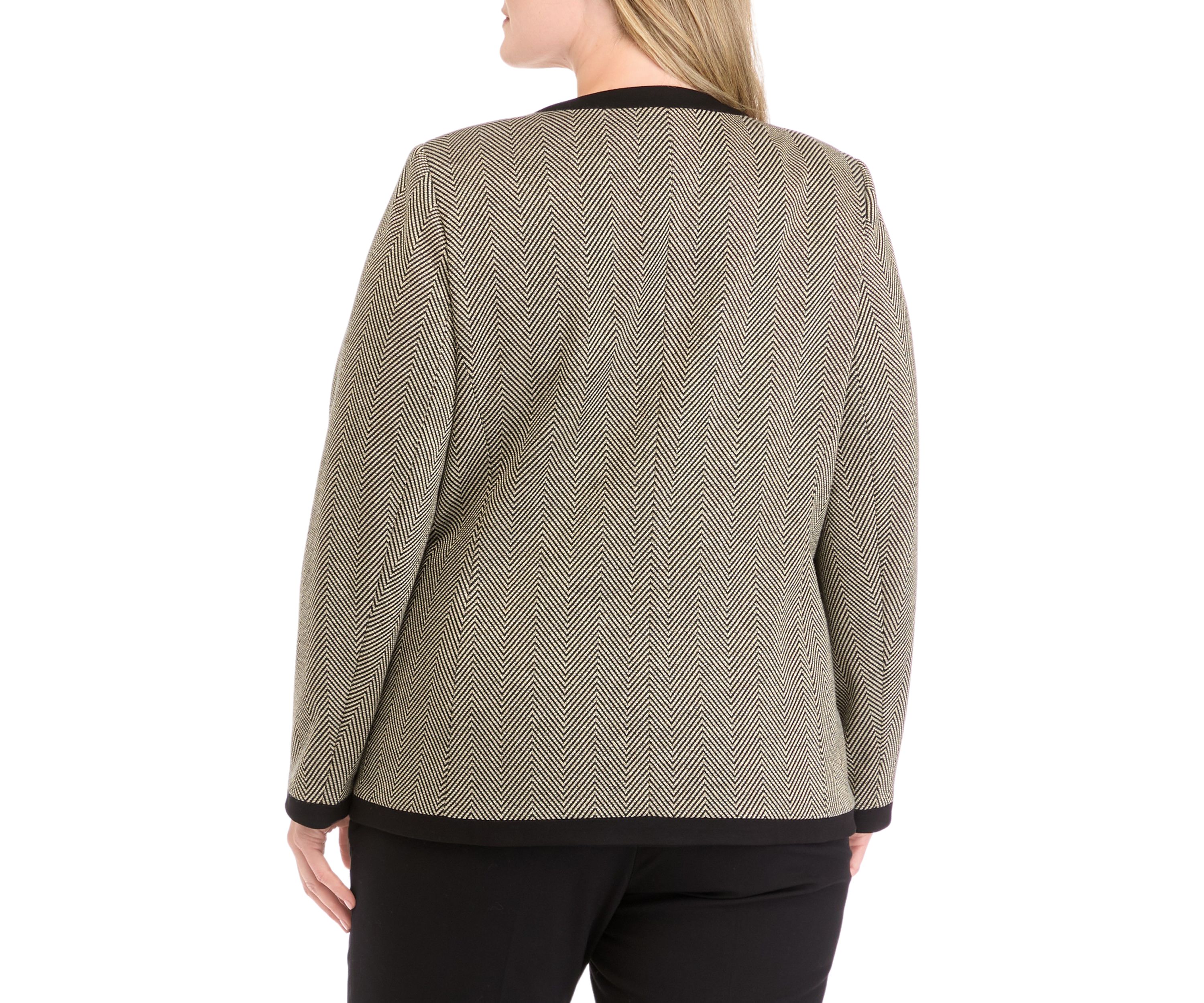 Plus Size Collarless Open Jacket