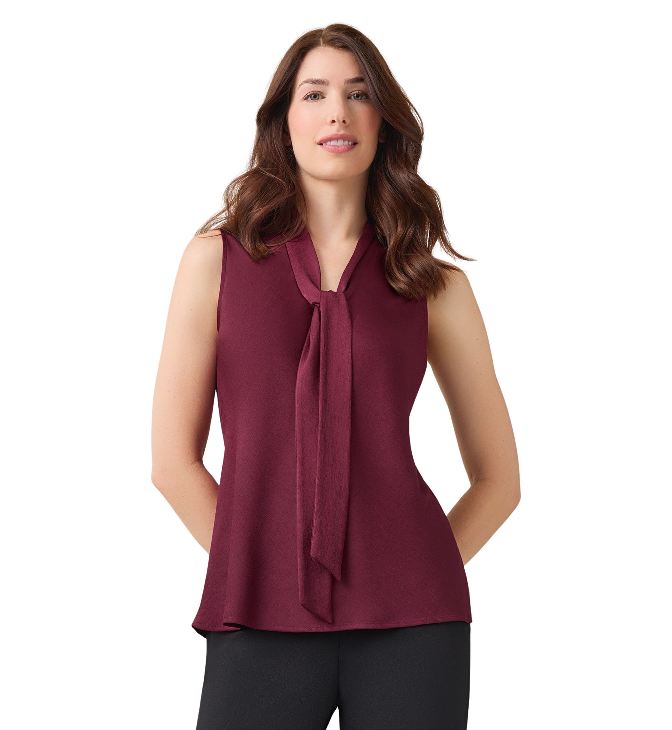 Womens Sleeveless Tie Front Blouse