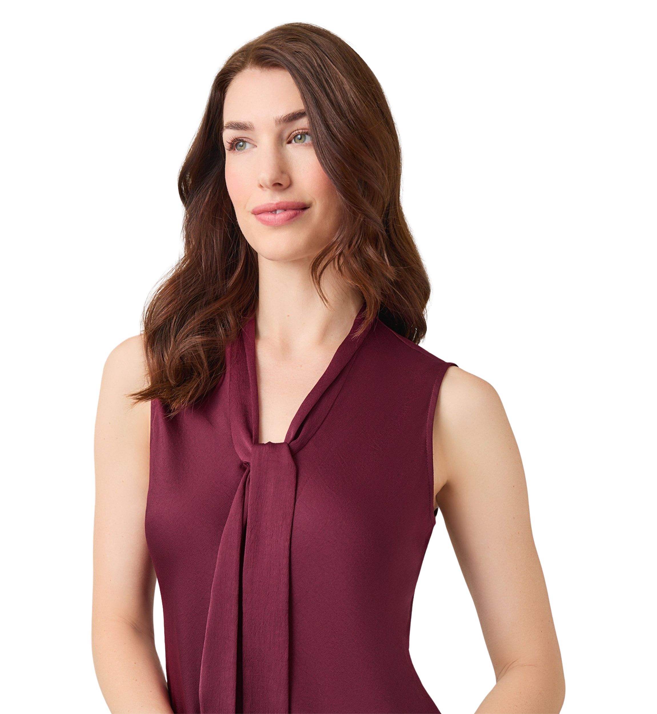 Womens Sleeveless Tie Front Blouse