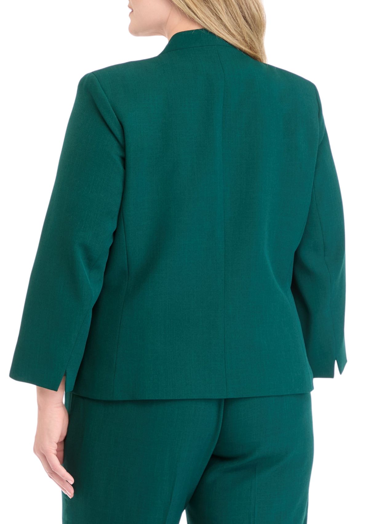 Plus Size One Button Panel Seamed Jacket
