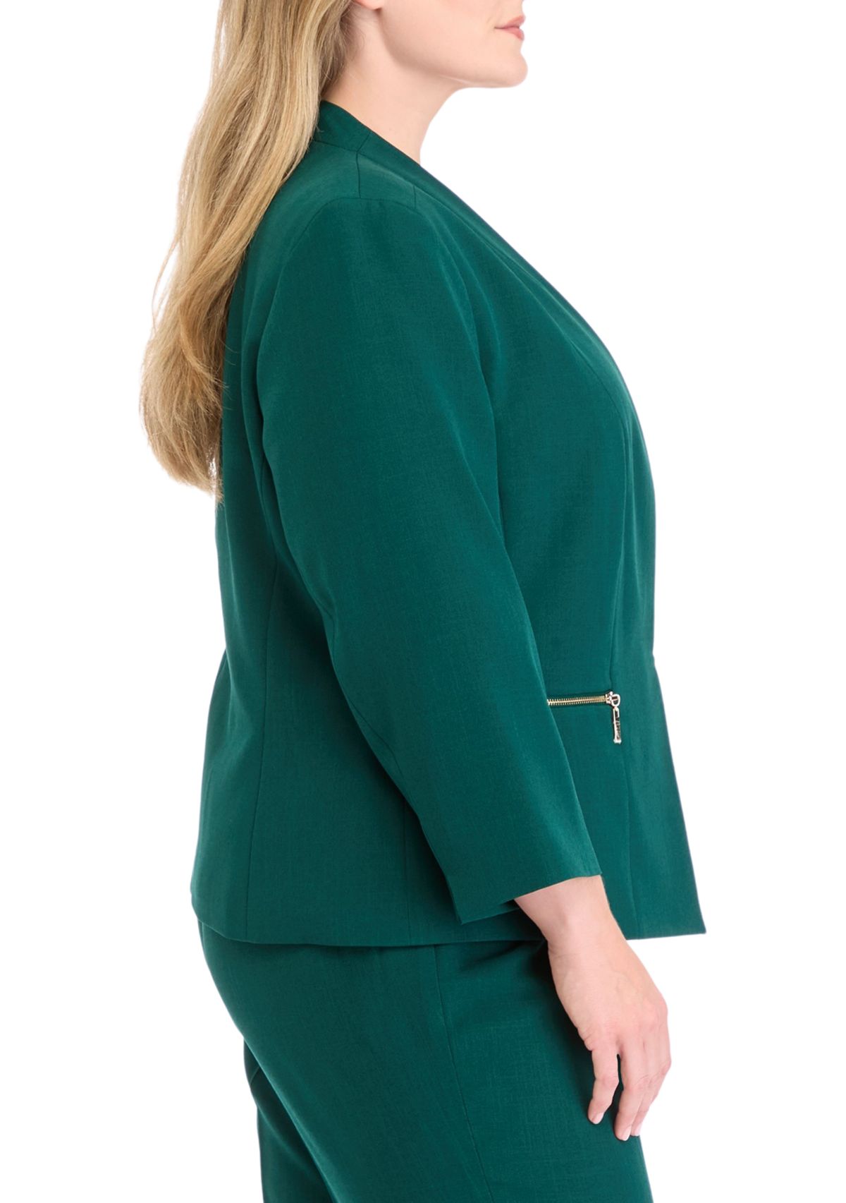 Plus Size One Button Panel Seamed Jacket