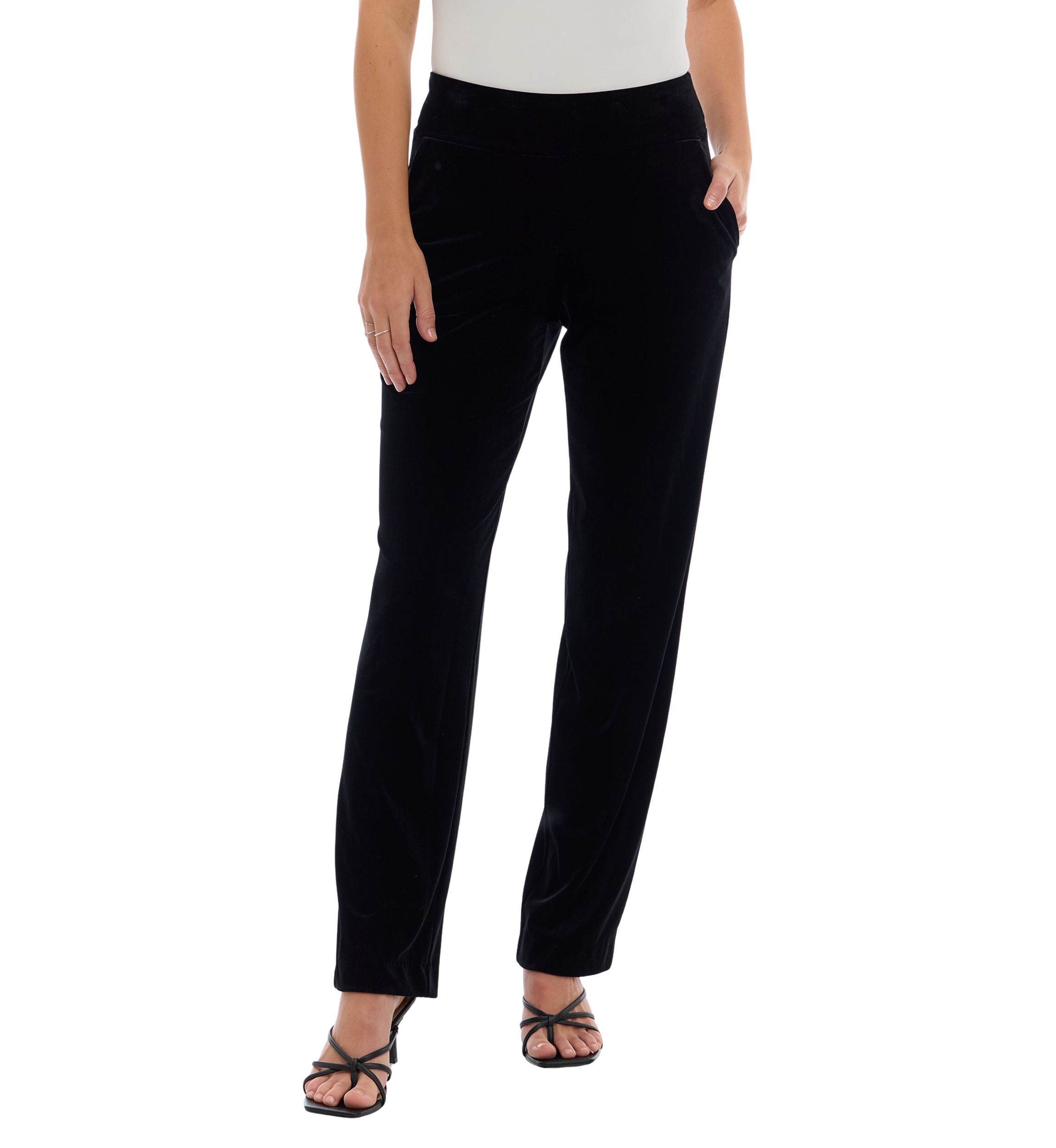 Womens Pull On Elastic Waistband Wide Leg Pants