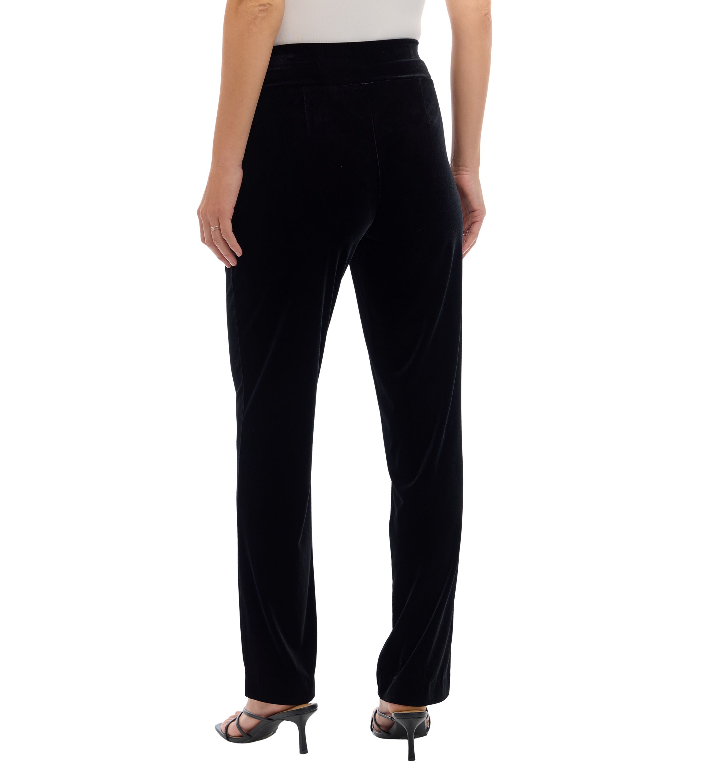 Womens Pull On Elastic Waistband Wide Leg Pants