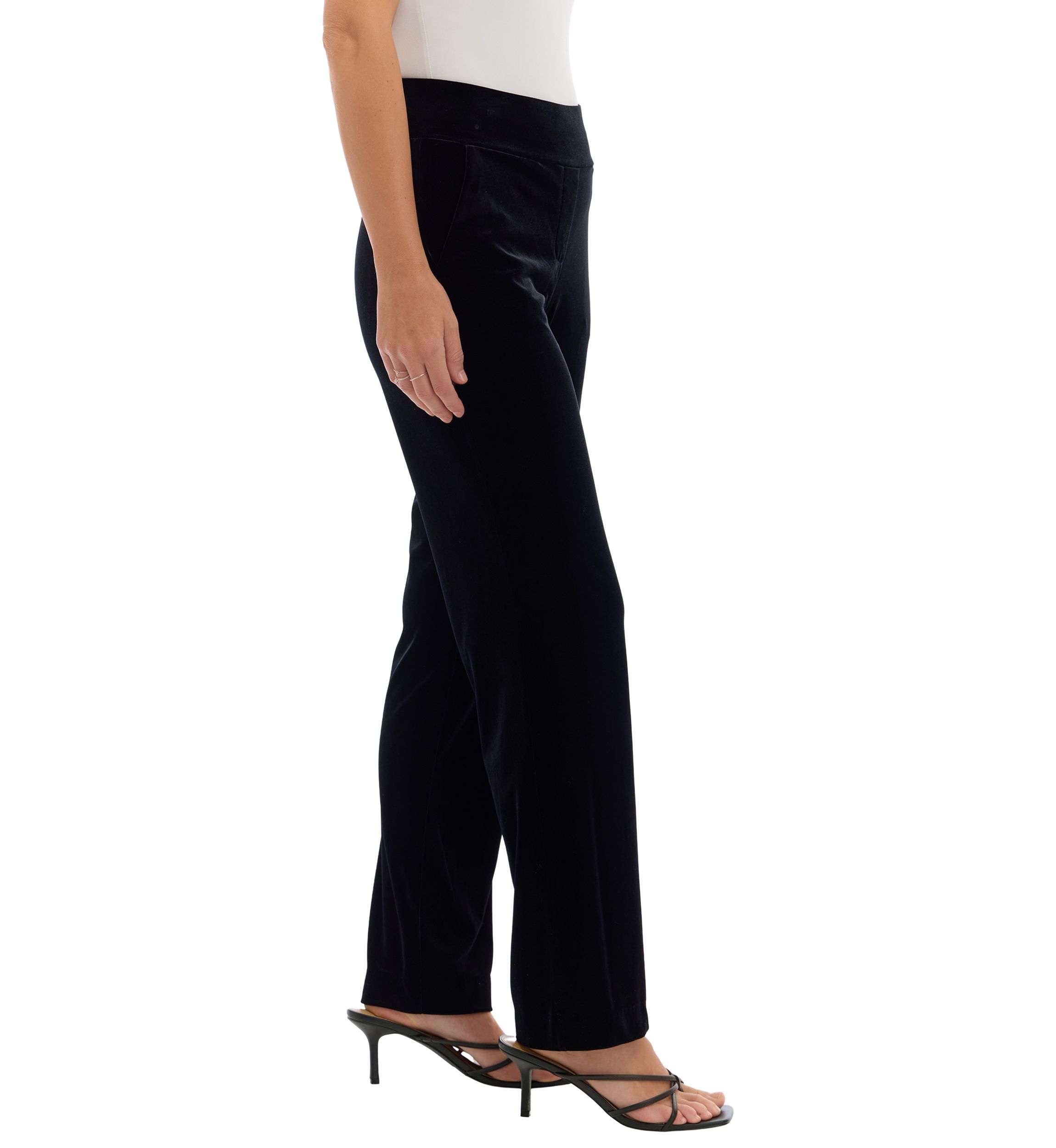 Womens Pull On Elastic Waistband Wide Leg Pants