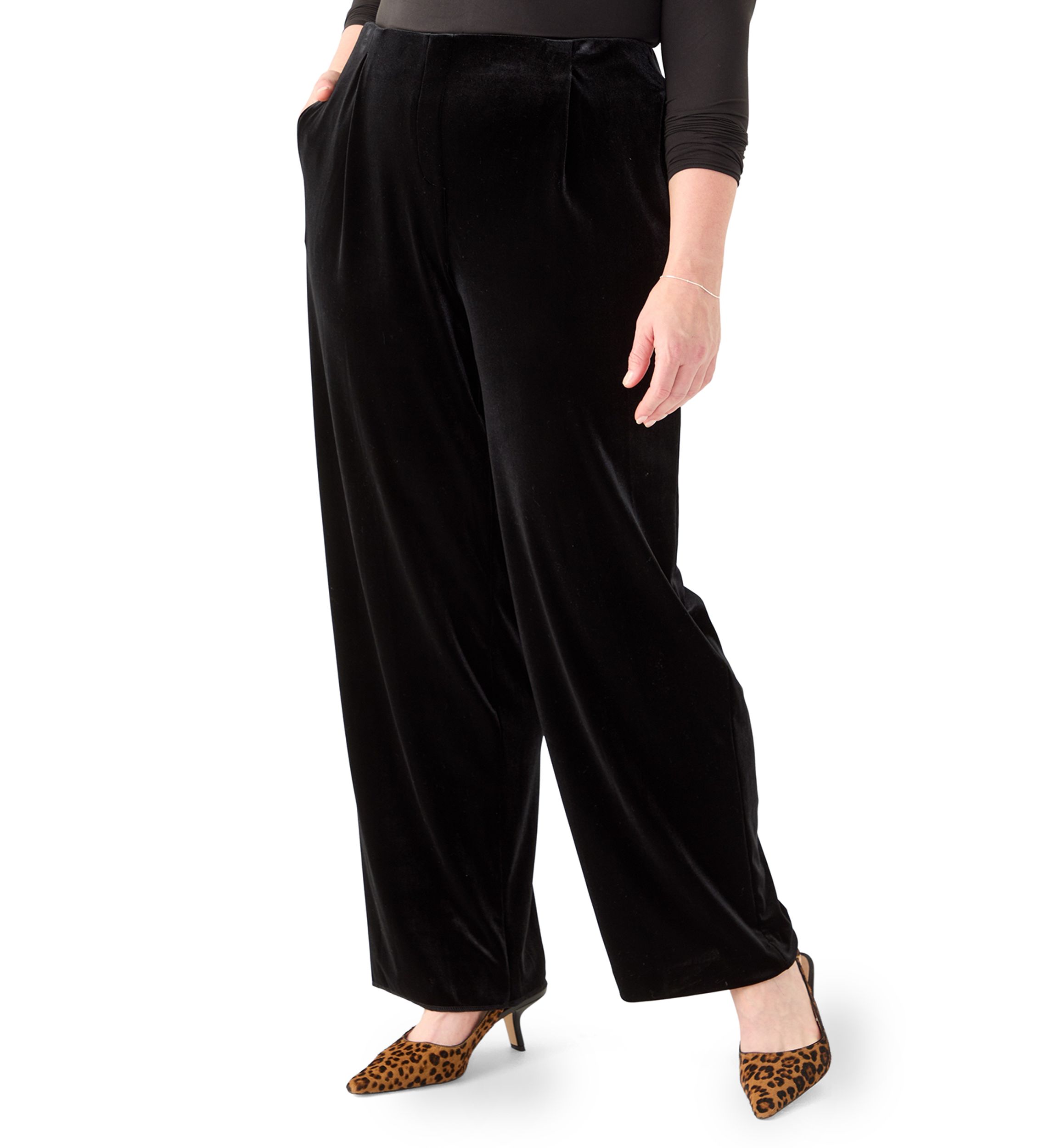 Plus Size Pull On Wide Leg Pants