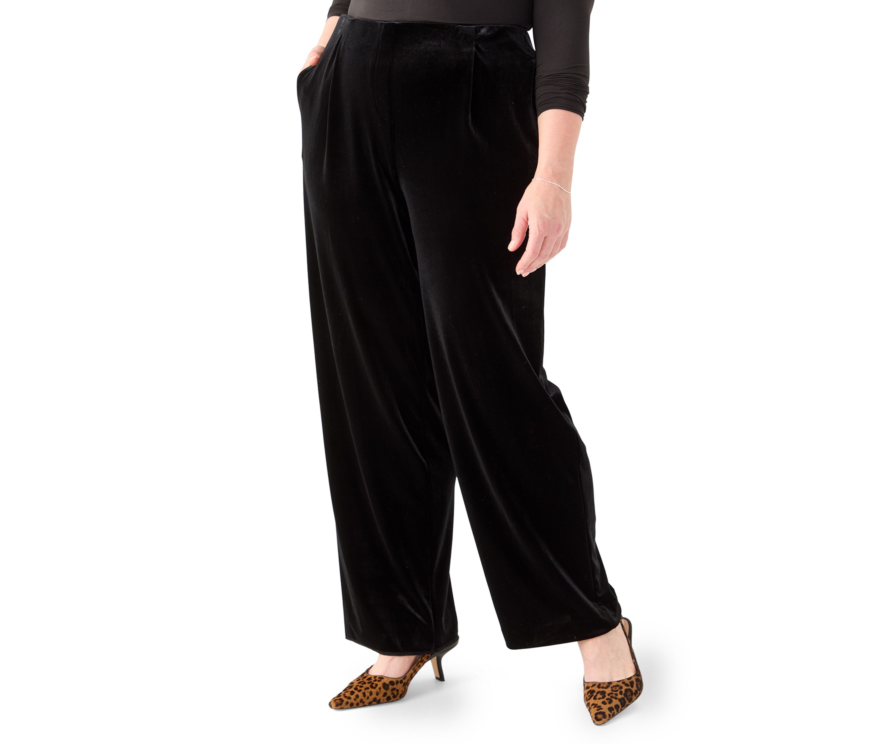 Plus Size Pull On Wide Leg Pants
