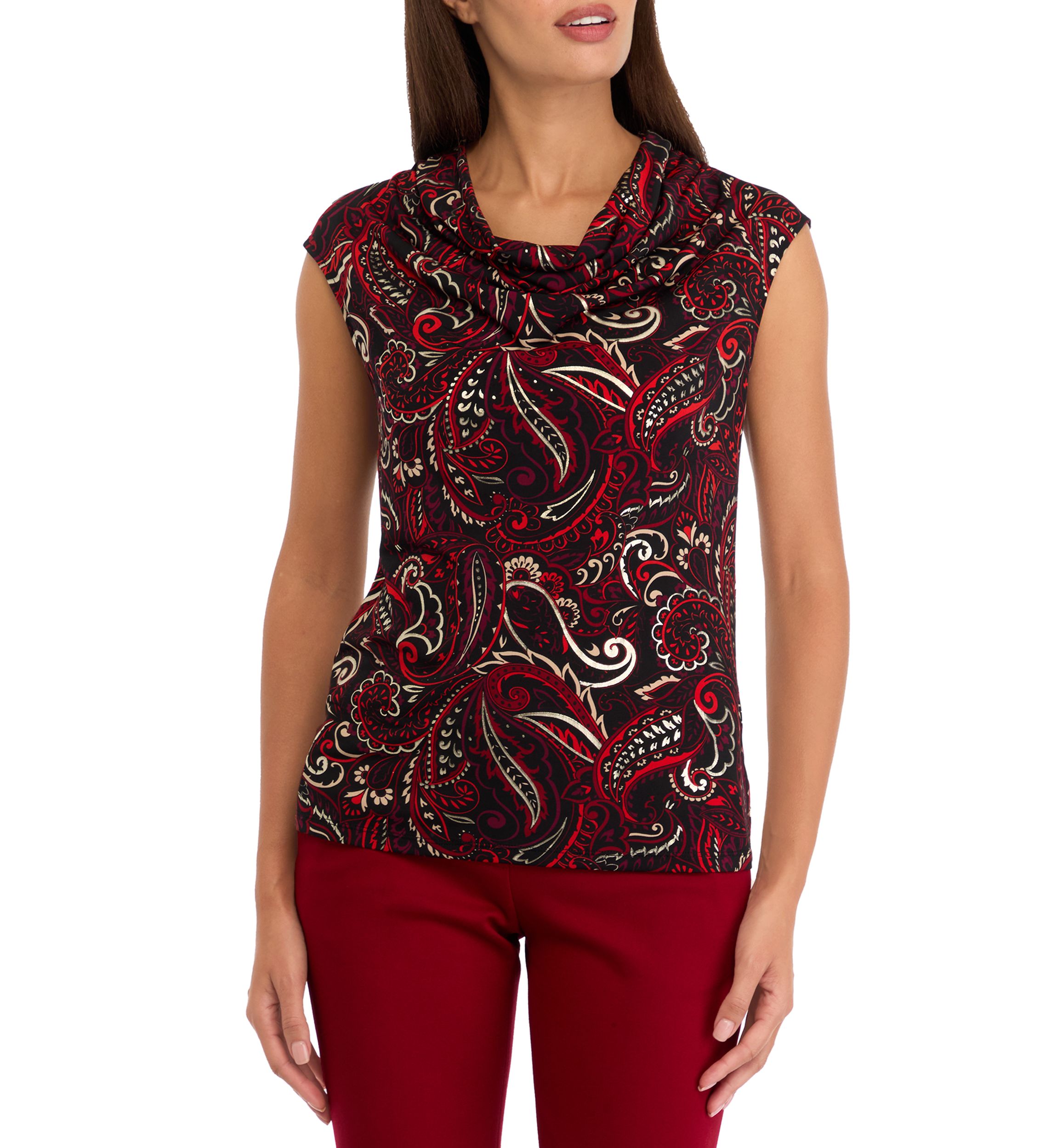 Womens Cowl Neck Cap Sleeve Knit Top