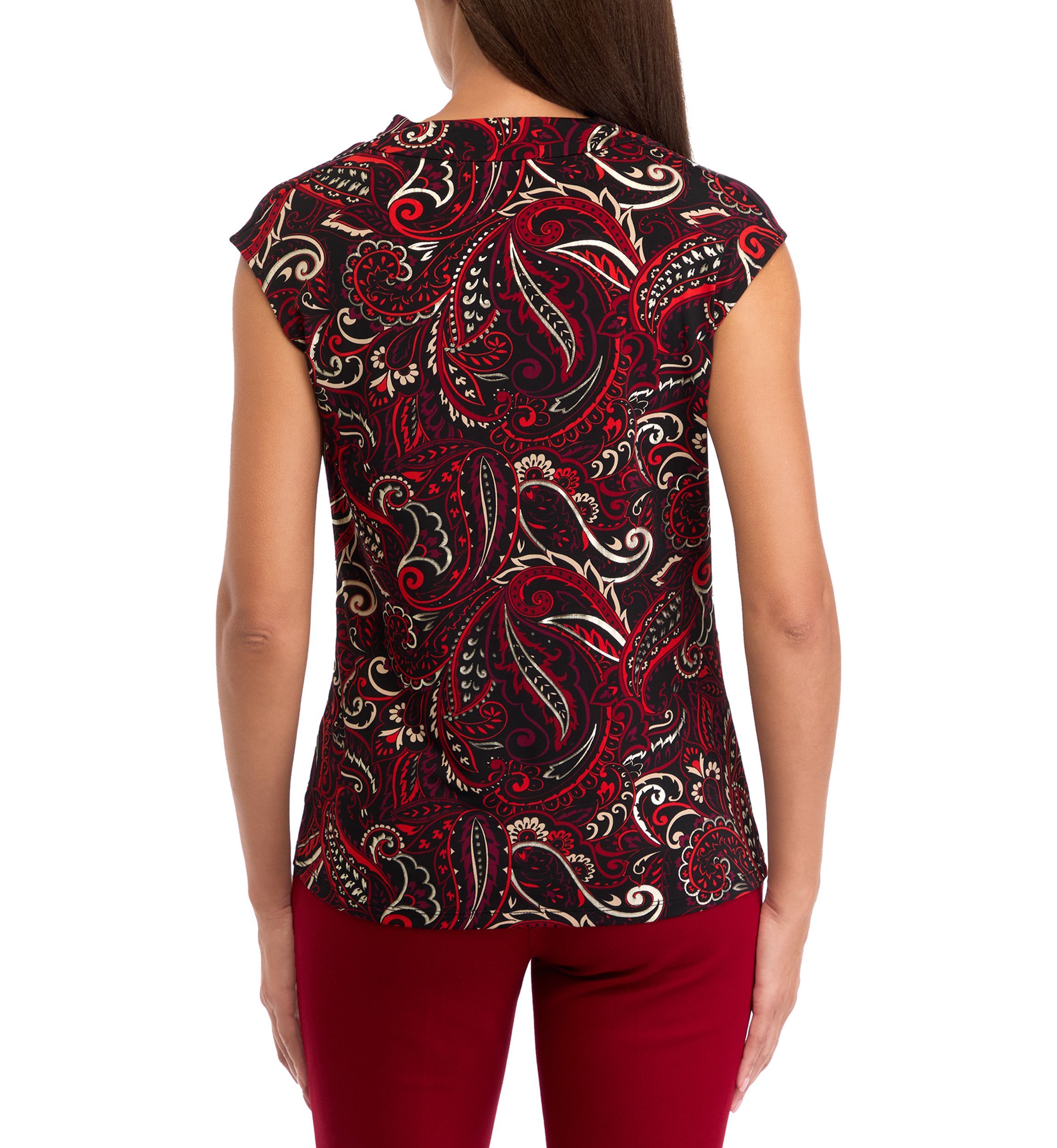 Womens Cowl Neck Cap Sleeve Knit Top