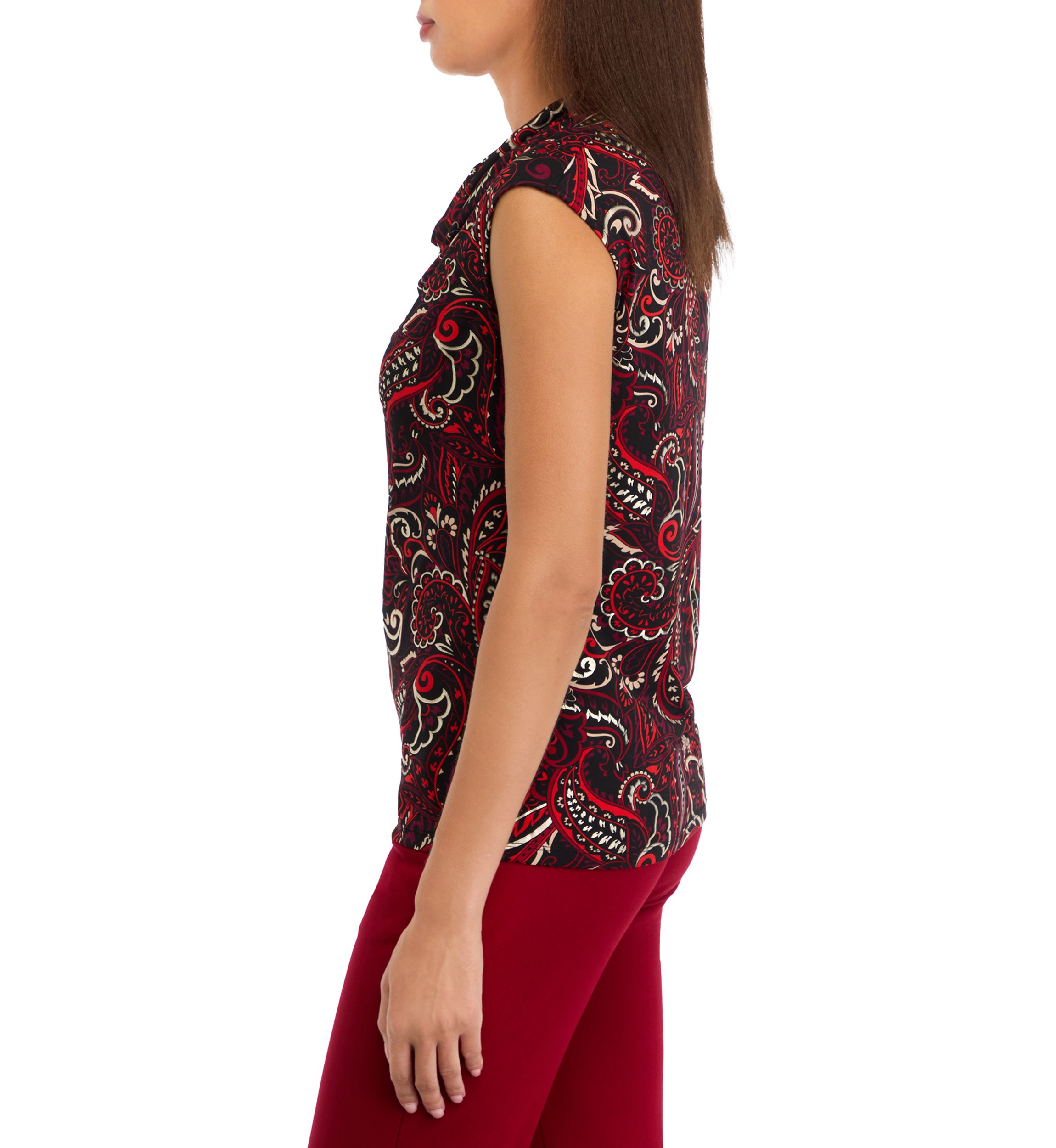 Womens Cowl Neck Cap Sleeve Knit Top