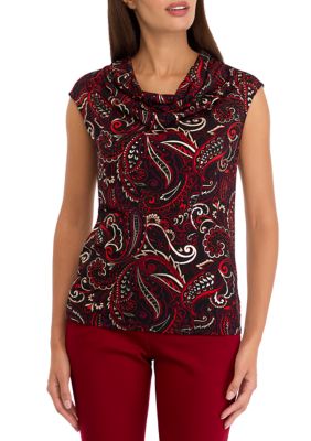 Kasper Women's Mock Neck Long Sleeves Top Black Size Large
