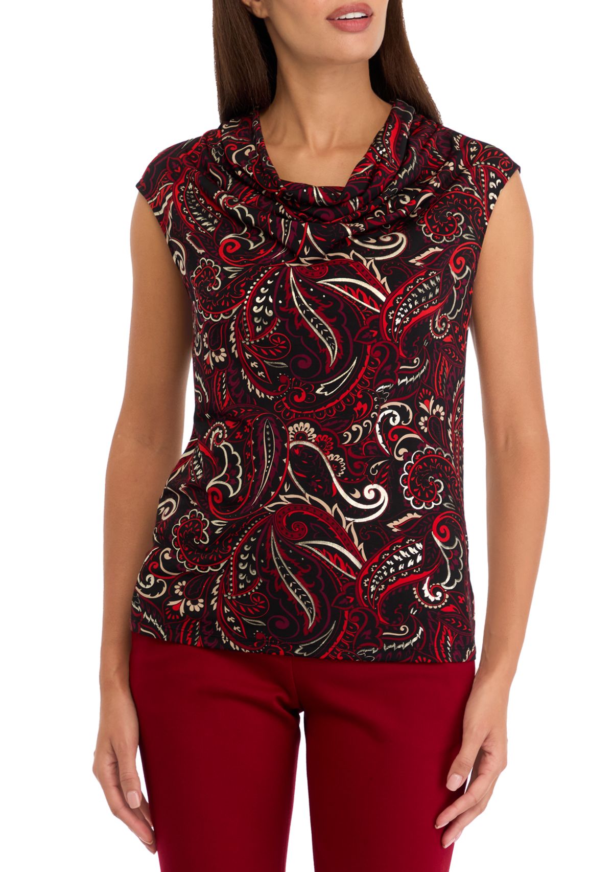 Petite Cowl Neck Cap Sleeve Knit Top 