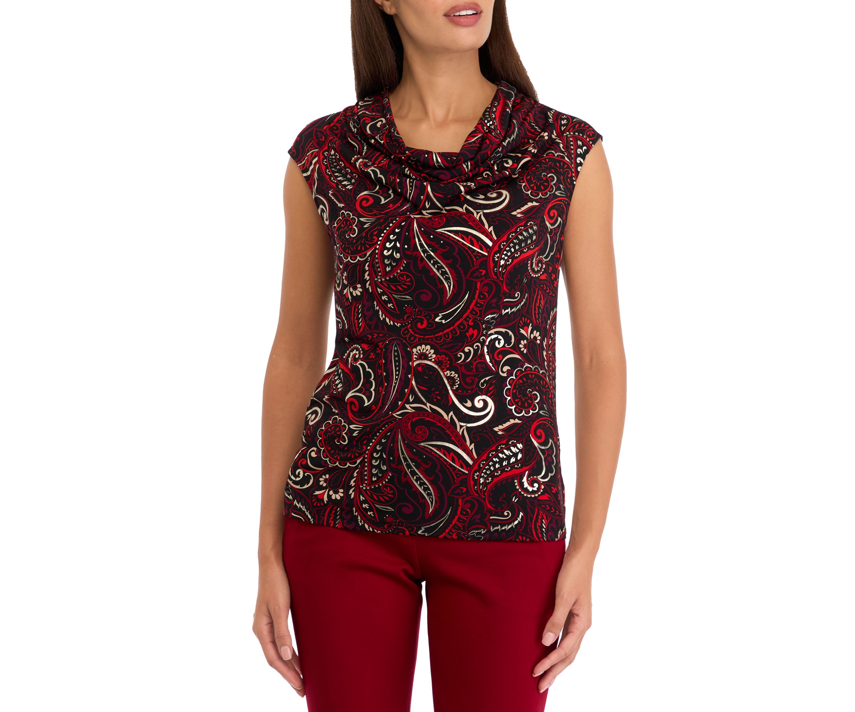 Petite Cowl Neck Cap Sleeve Knit Top 