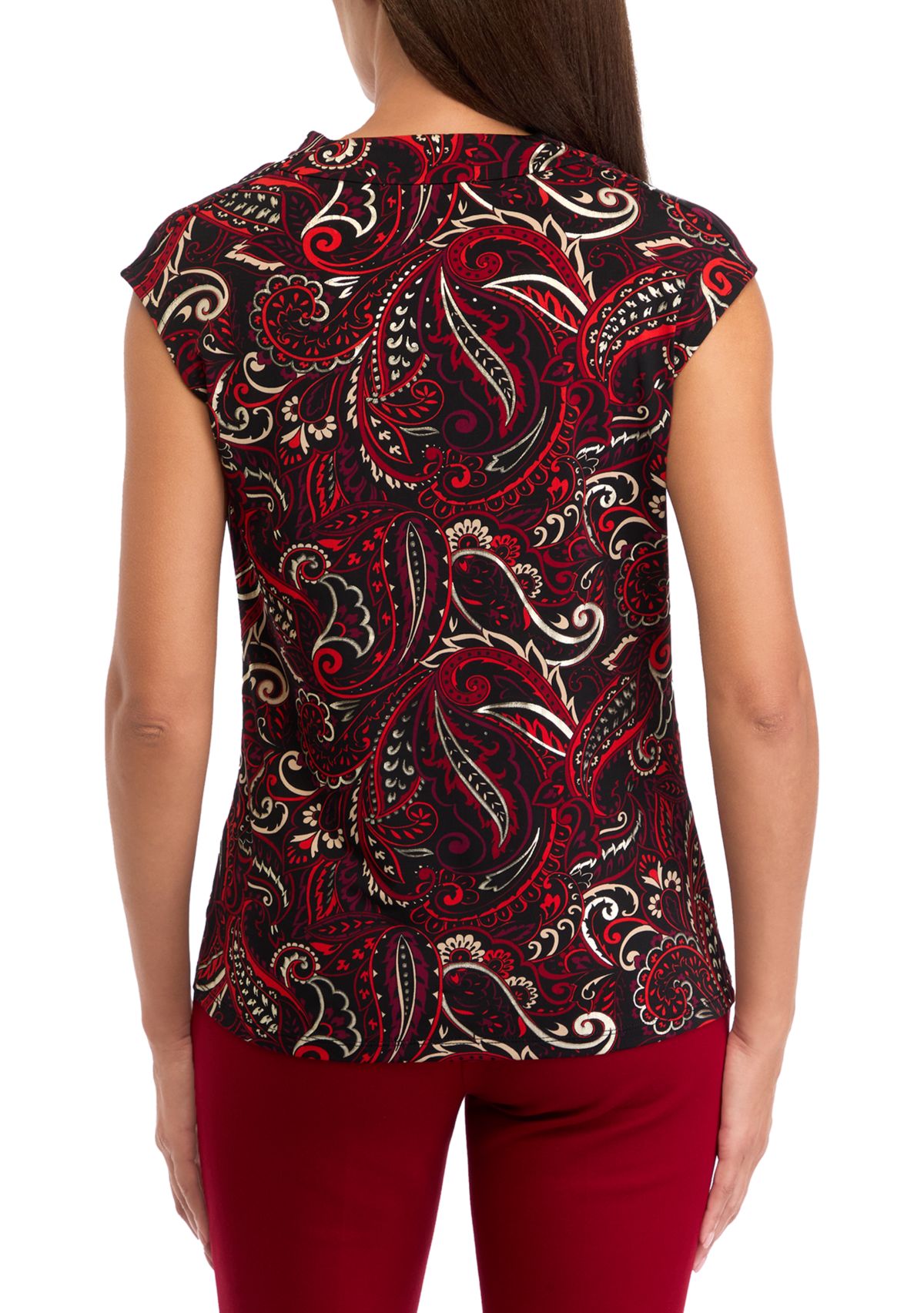 Petite Cowl Neck Cap Sleeve Knit Top 