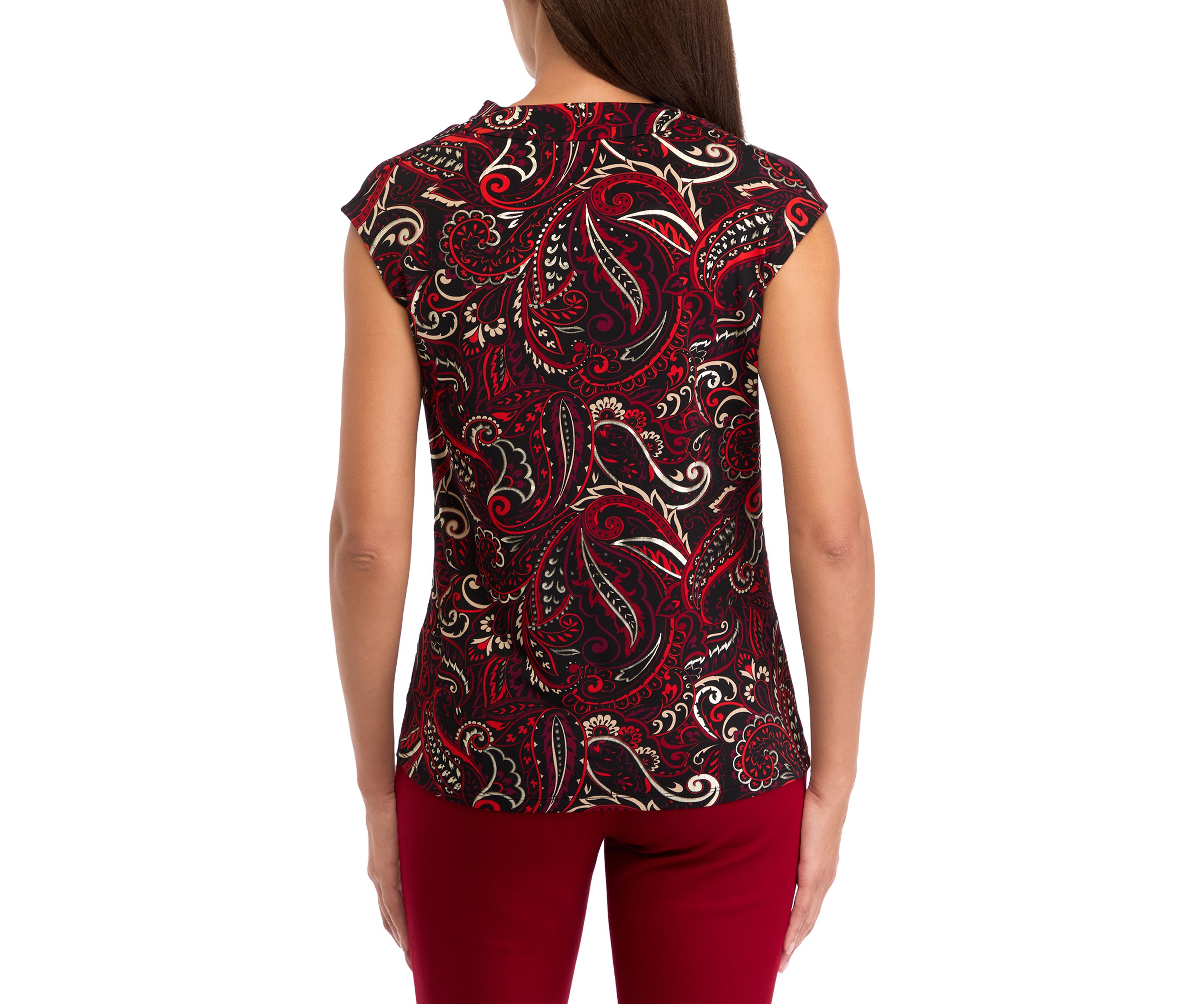 Petite Cowl Neck Cap Sleeve Knit Top 