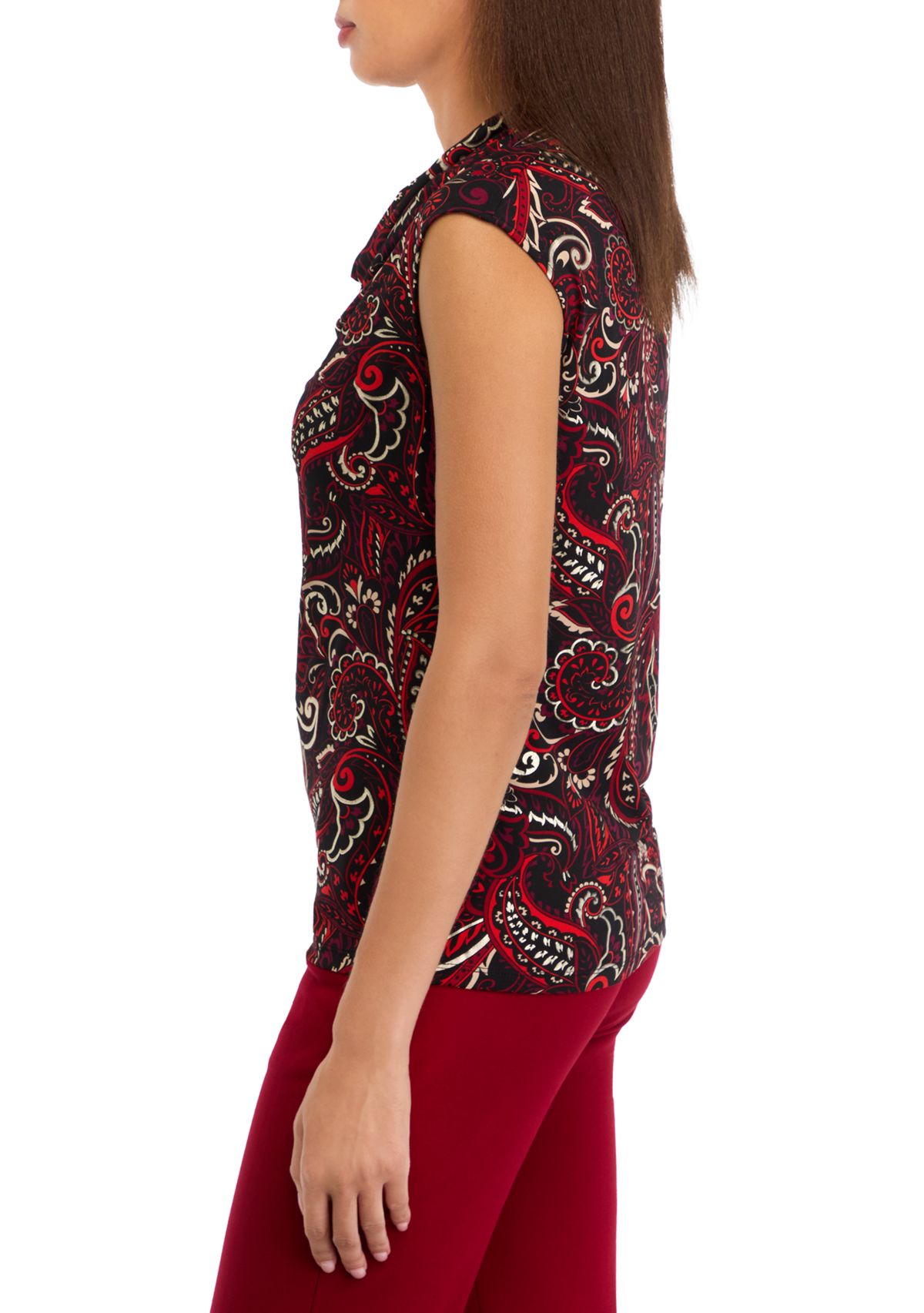 Petite Cowl Neck Cap Sleeve Knit Top 