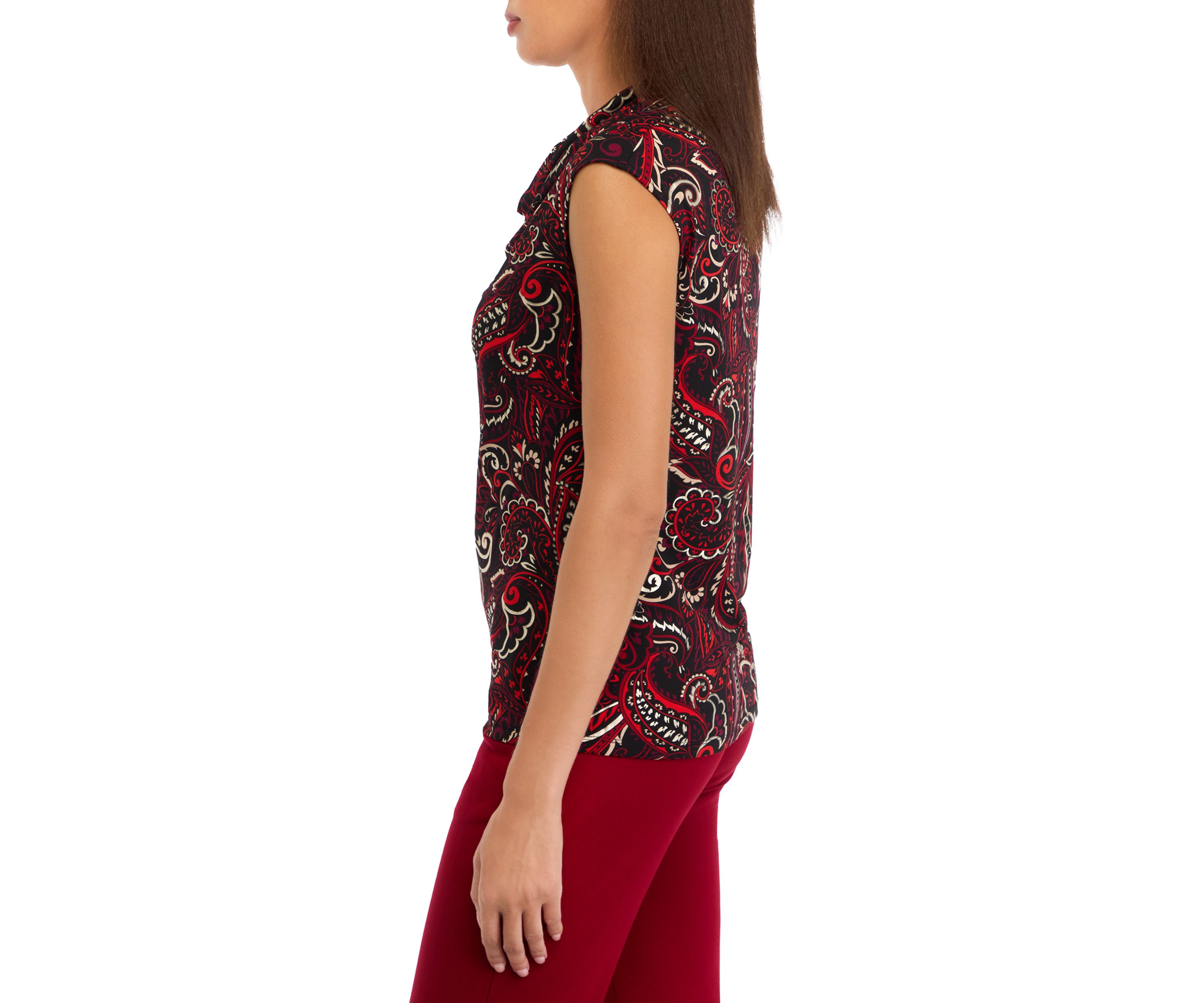Petite Cowl Neck Cap Sleeve Knit Top 