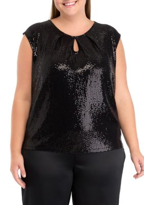 Kasper Women's Plus Size Keyhole Cami with Cap Sleeves