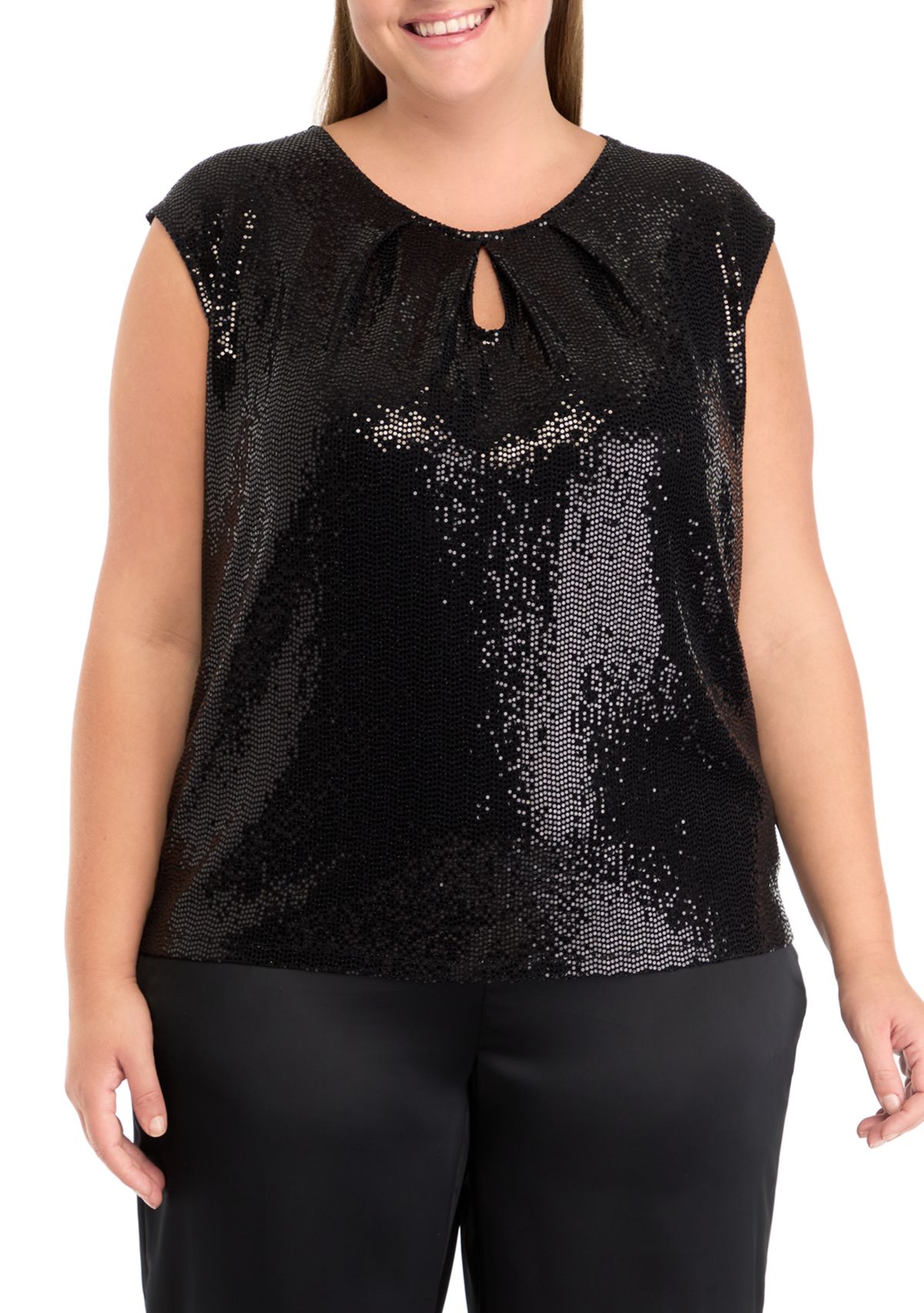 Plus Size Keyhole Cami with Cap Sleeves