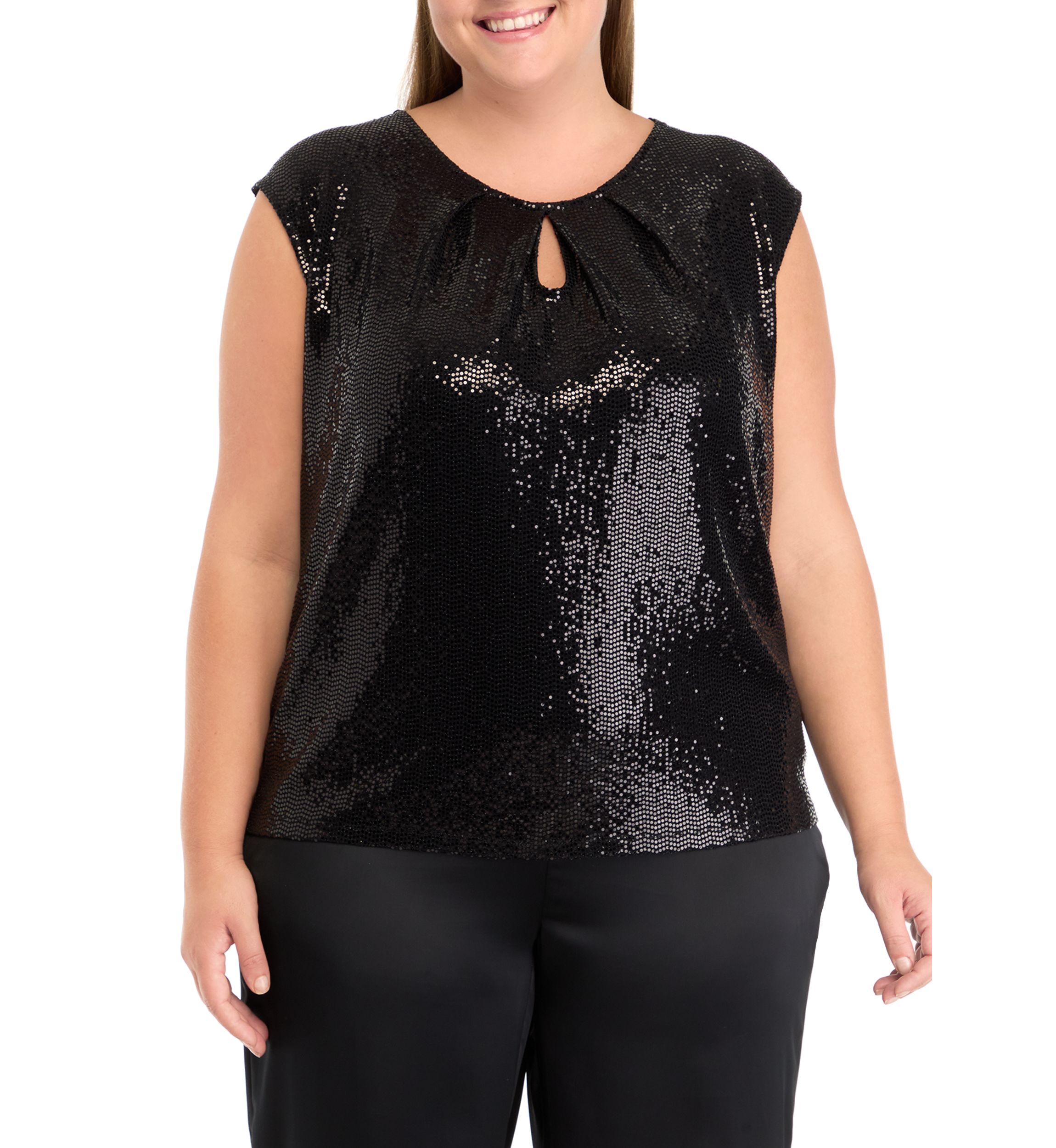 Plus Size Keyhole Cami with Cap Sleeves