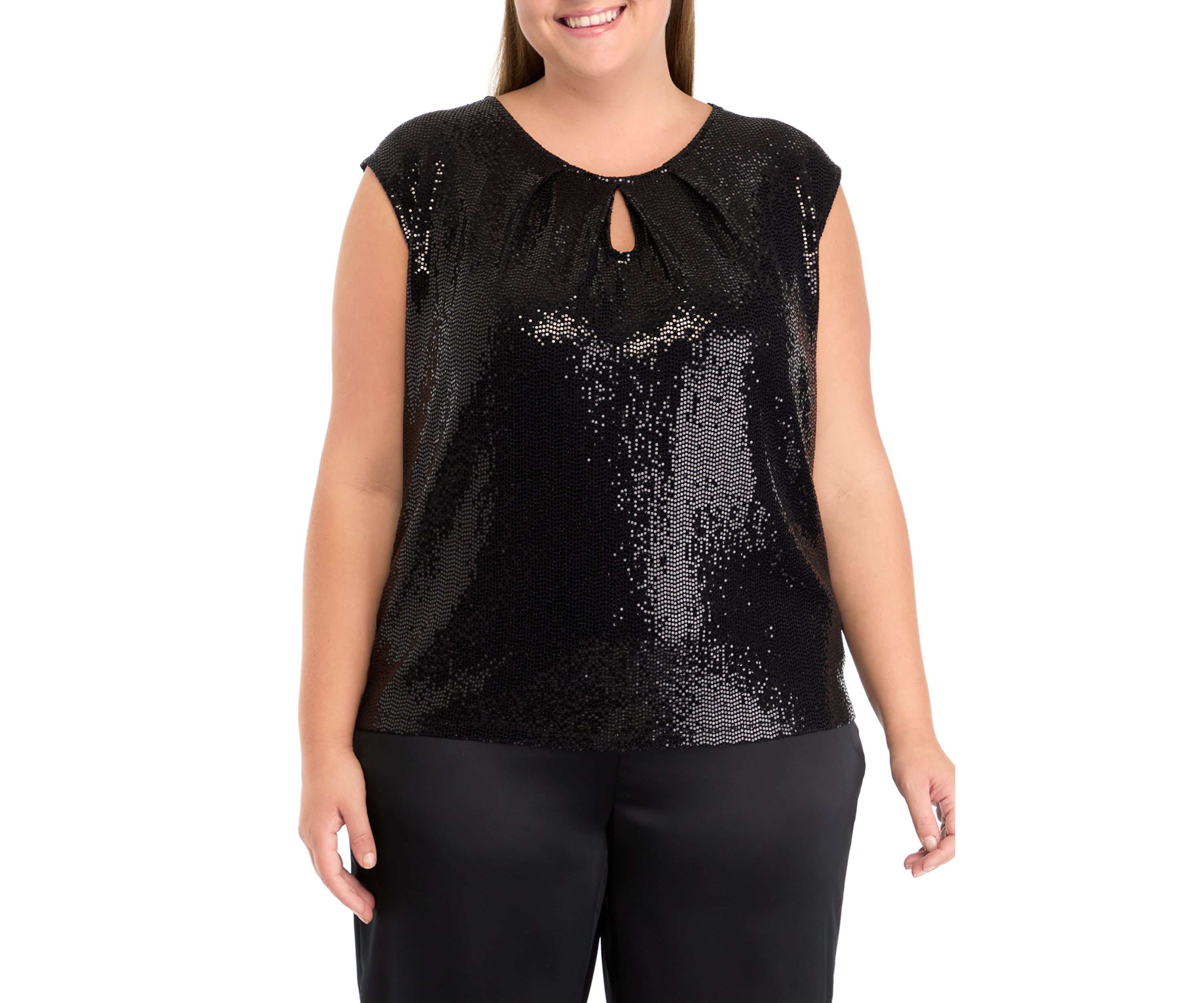 Plus Size Keyhole Cami with Cap Sleeves