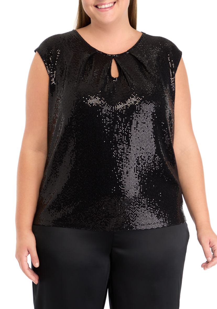Plus Size Keyhole Cami with Cap Sleeves