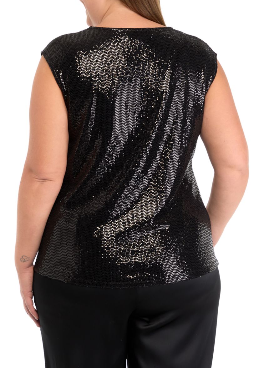 Plus Size Keyhole Cami with Cap Sleeves