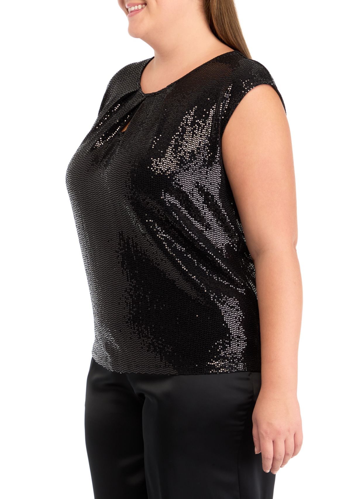 Plus Size Keyhole Cami with Cap Sleeves